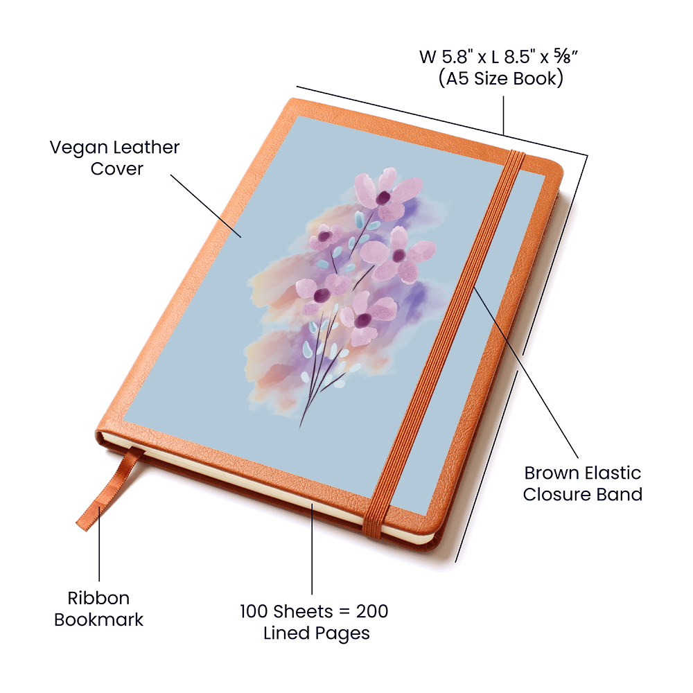 Graphic Leather Journal-Flowers