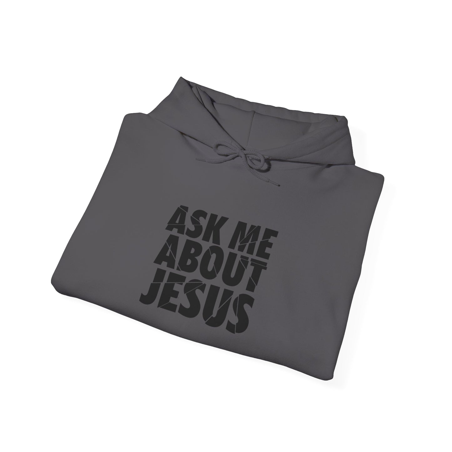 Men Hoodie - 'Ask Me About Jesus' Heavy Blend Sweatshirt for Faith Enthusiasts