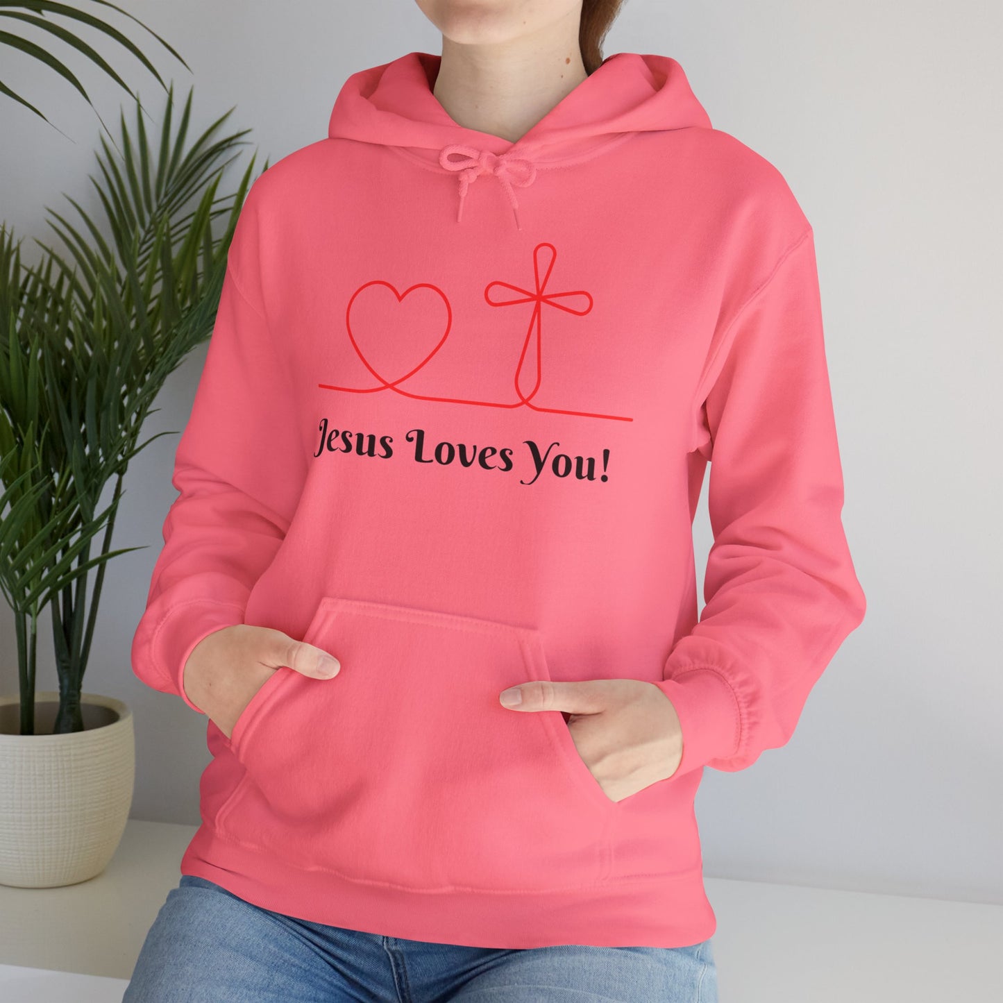Jesus Loves You! Unisex Heavy Blend Hooded Sweatshirt – Faith-Inspired Comfort