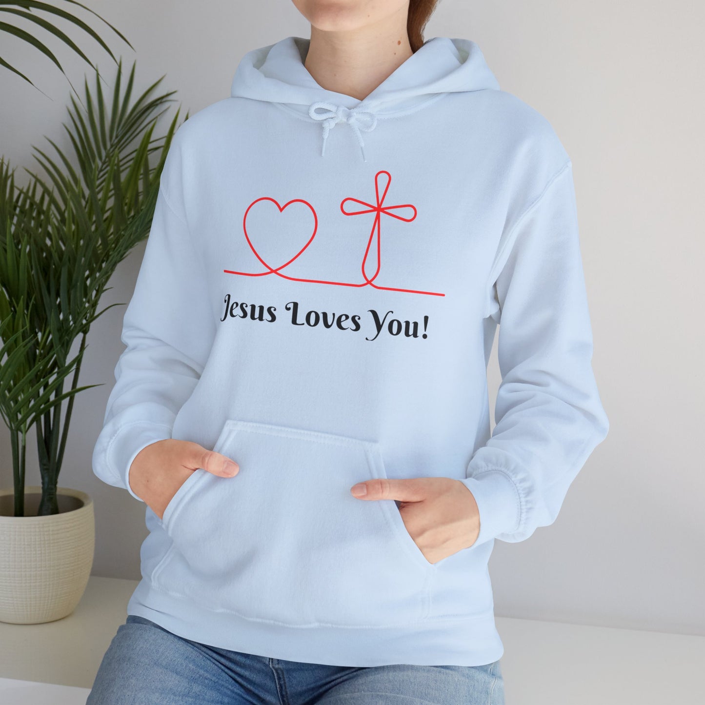 Jesus Loves You! Unisex Heavy Blend Hooded Sweatshirt – Faith-Inspired Comfort
