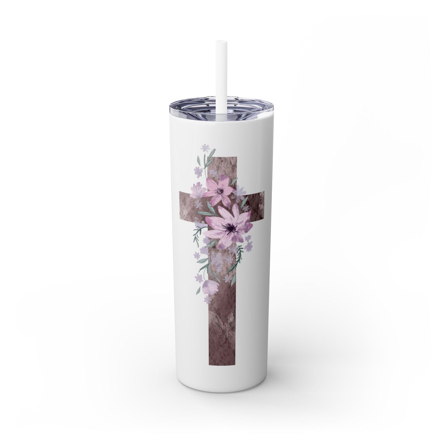 Faith & Floral Skinny Tumbler 20oz with Straw
