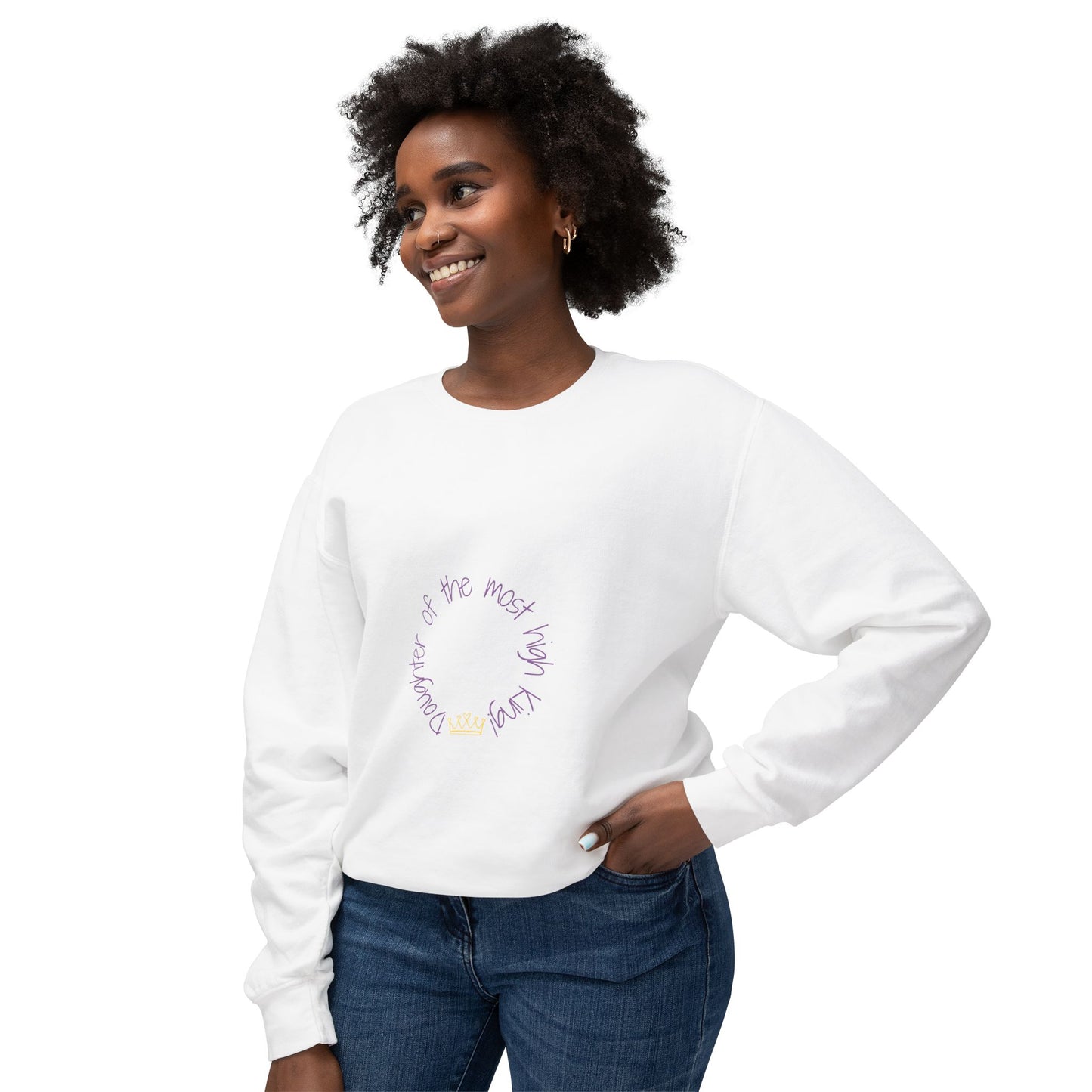 Unisex Lightweight Crewneck Sweatshirt - 'Daughter of the Most High King' Inspirational Design