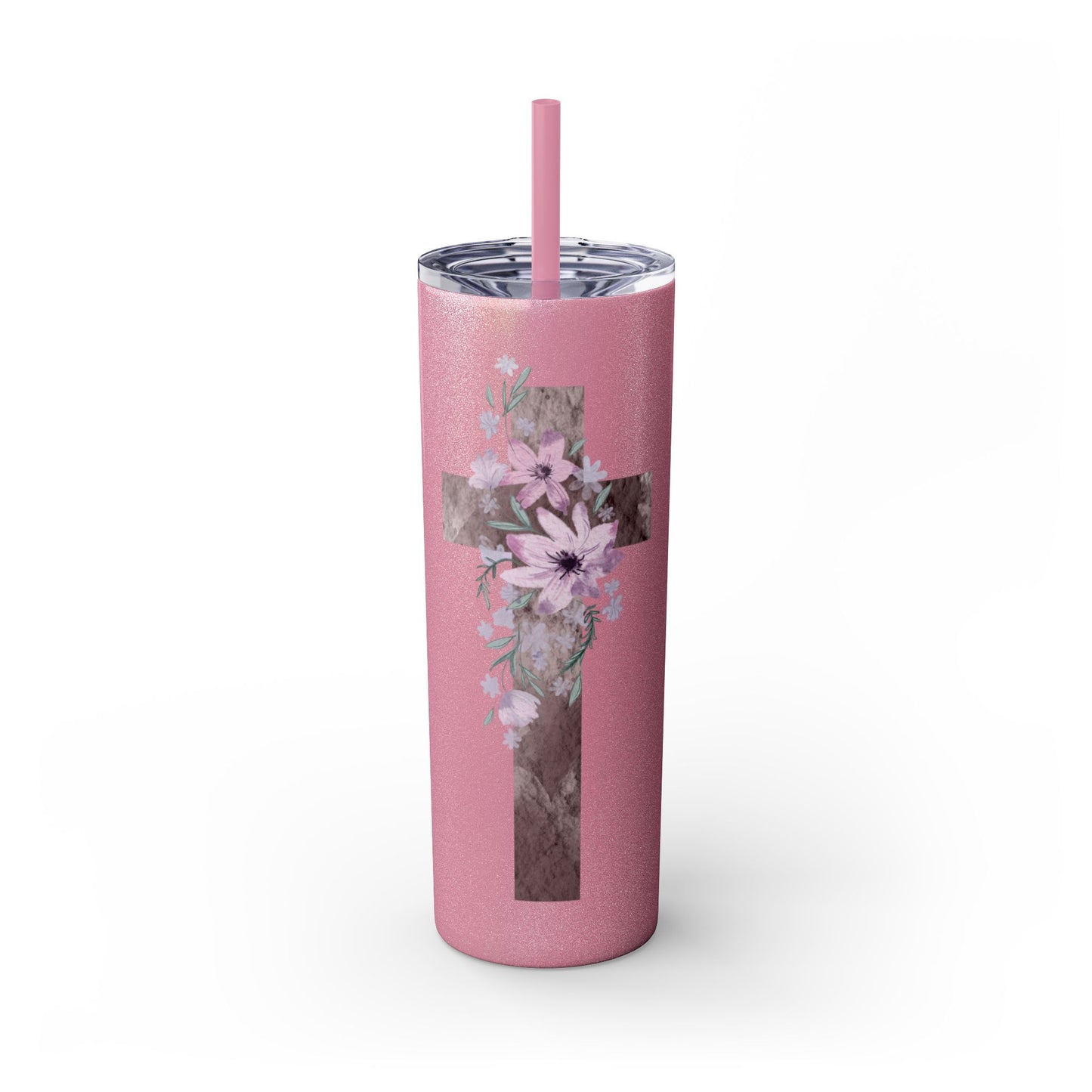 Faith & Floral Skinny Tumbler 20oz with Straw