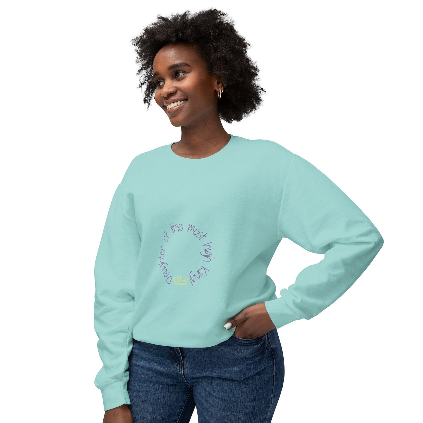 Unisex Lightweight Crewneck Sweatshirt - 'Daughter of the Most High King' Inspirational Design