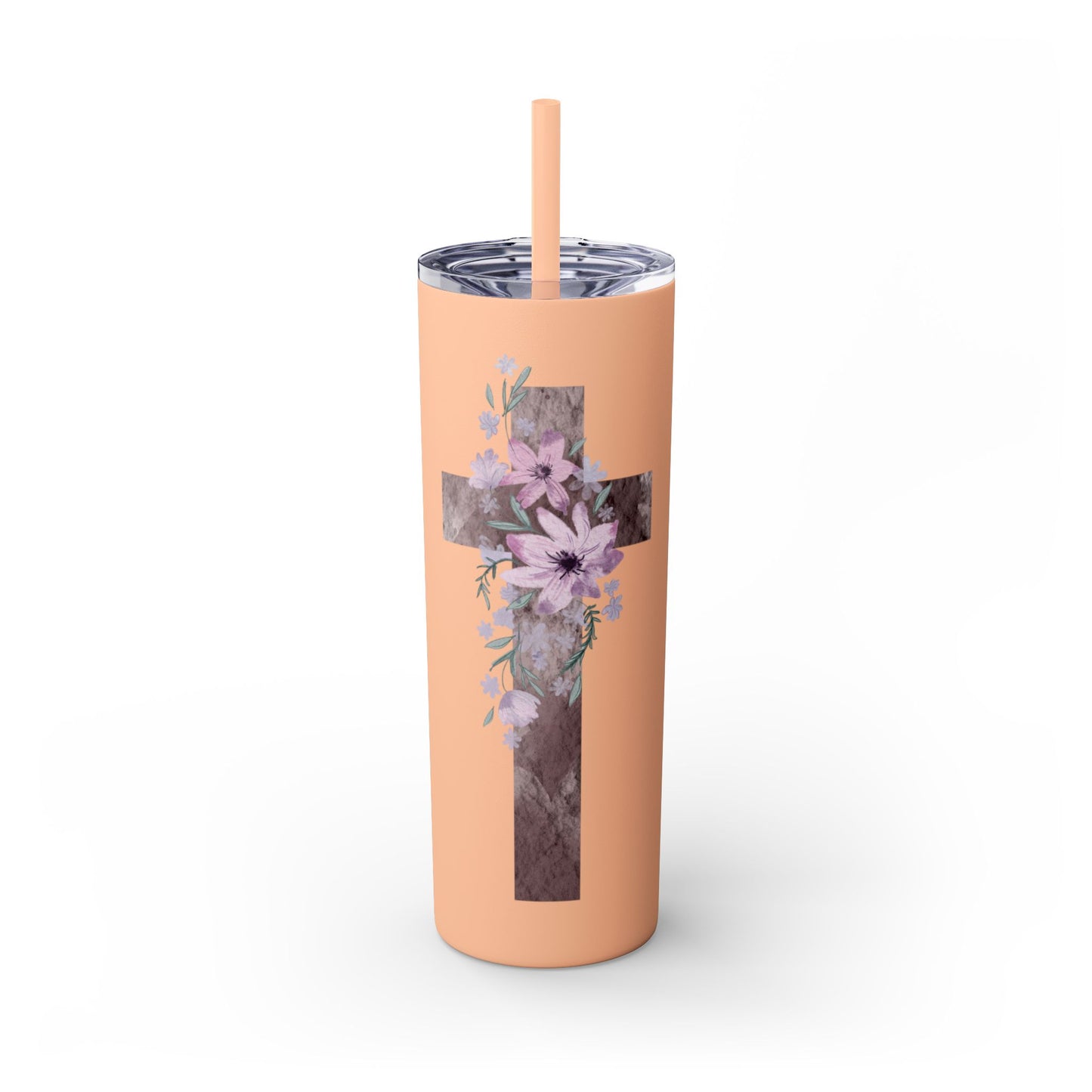 Faith & Floral Skinny Tumbler 20oz with Straw