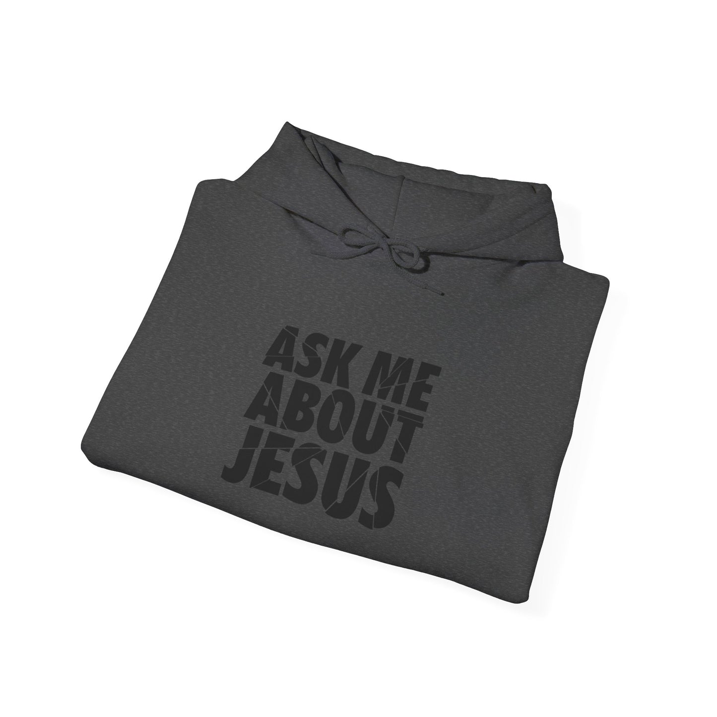 Men Hoodie - 'Ask Me About Jesus' Heavy Blend Sweatshirt for Faith Enthusiasts