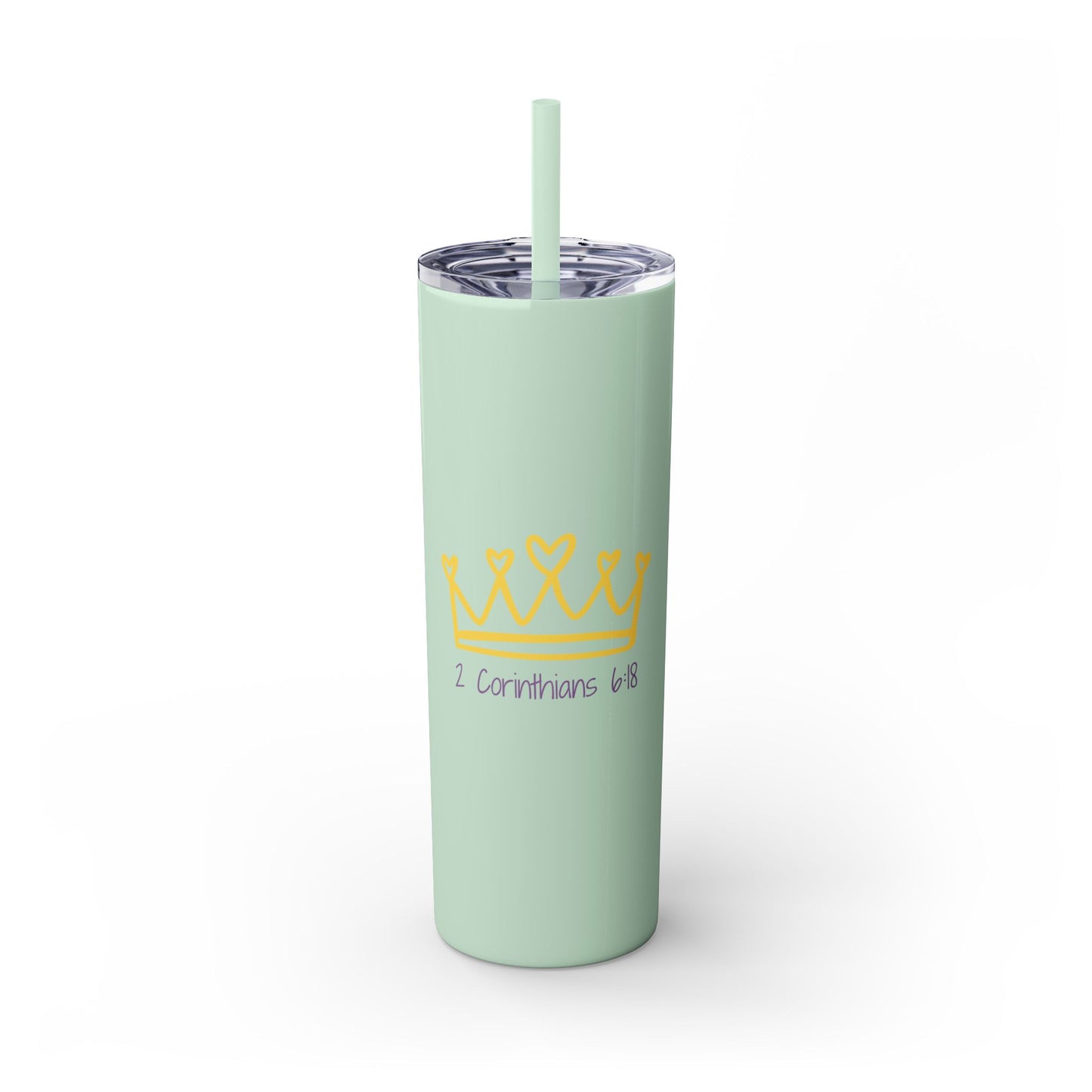 Inspirational Skinny Tumbler with Straw - 20oz, Corinthians Design