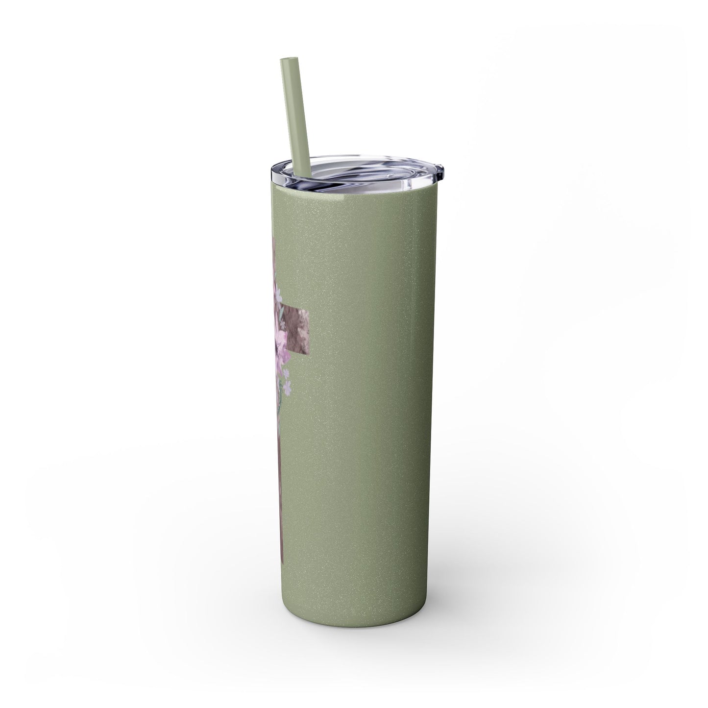 Faith & Floral Skinny Tumbler 20oz with Straw