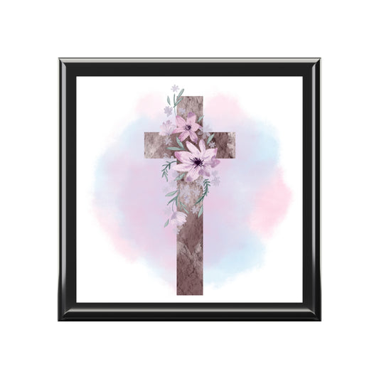 Floral Cross Jewelry Box - Elegant Storage for Faith-Inspired Gifts