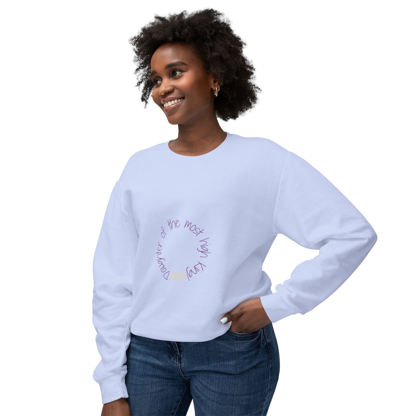 Unisex Lightweight Crewneck Sweatshirt - 'Daughter of the Most High King' Inspirational Design