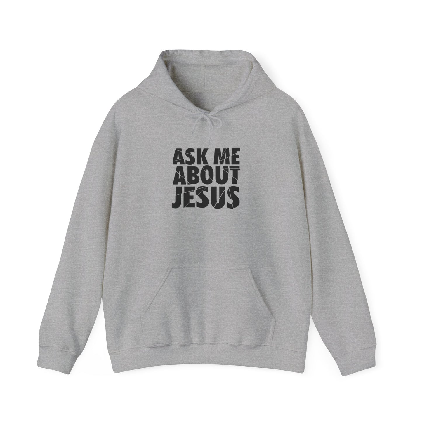 Men Hoodie - 'Ask Me About Jesus' Heavy Blend Sweatshirt for Faith Enthusiasts