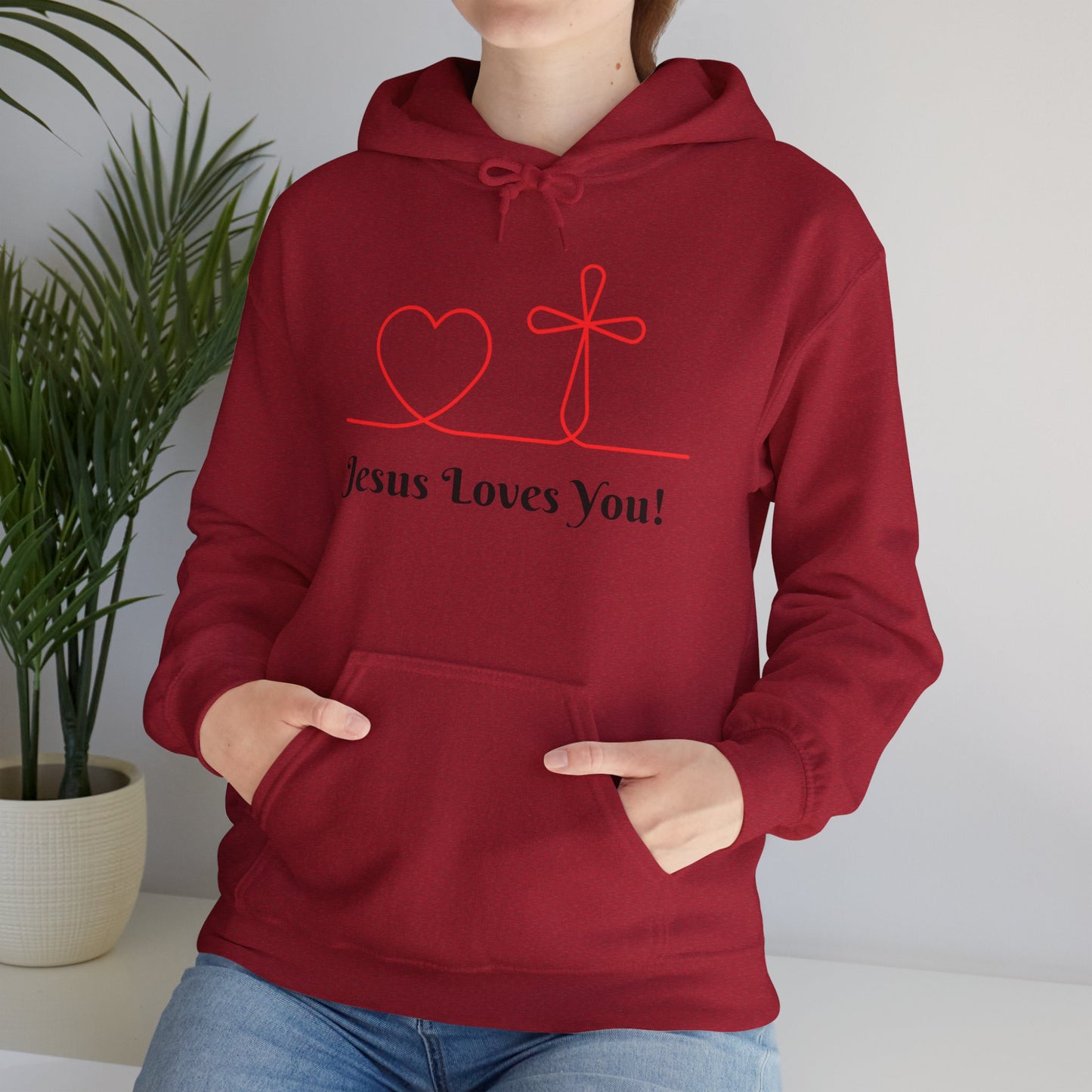 Jesus Loves You! Unisex Heavy Blend Hooded Sweatshirt – Faith-Inspired Comfort