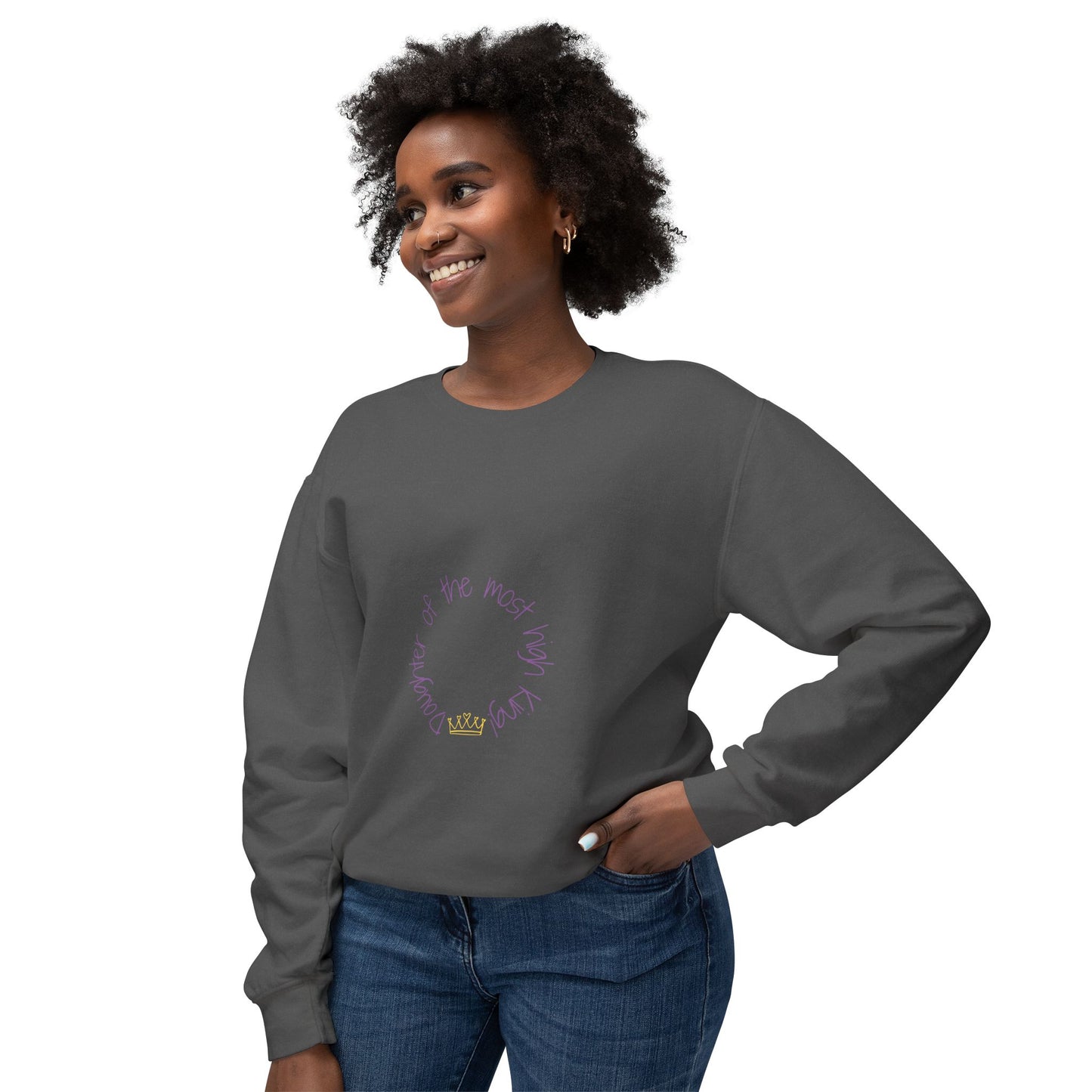 Unisex Lightweight Crewneck Sweatshirt - 'Daughter of the Most High King' Inspirational Design