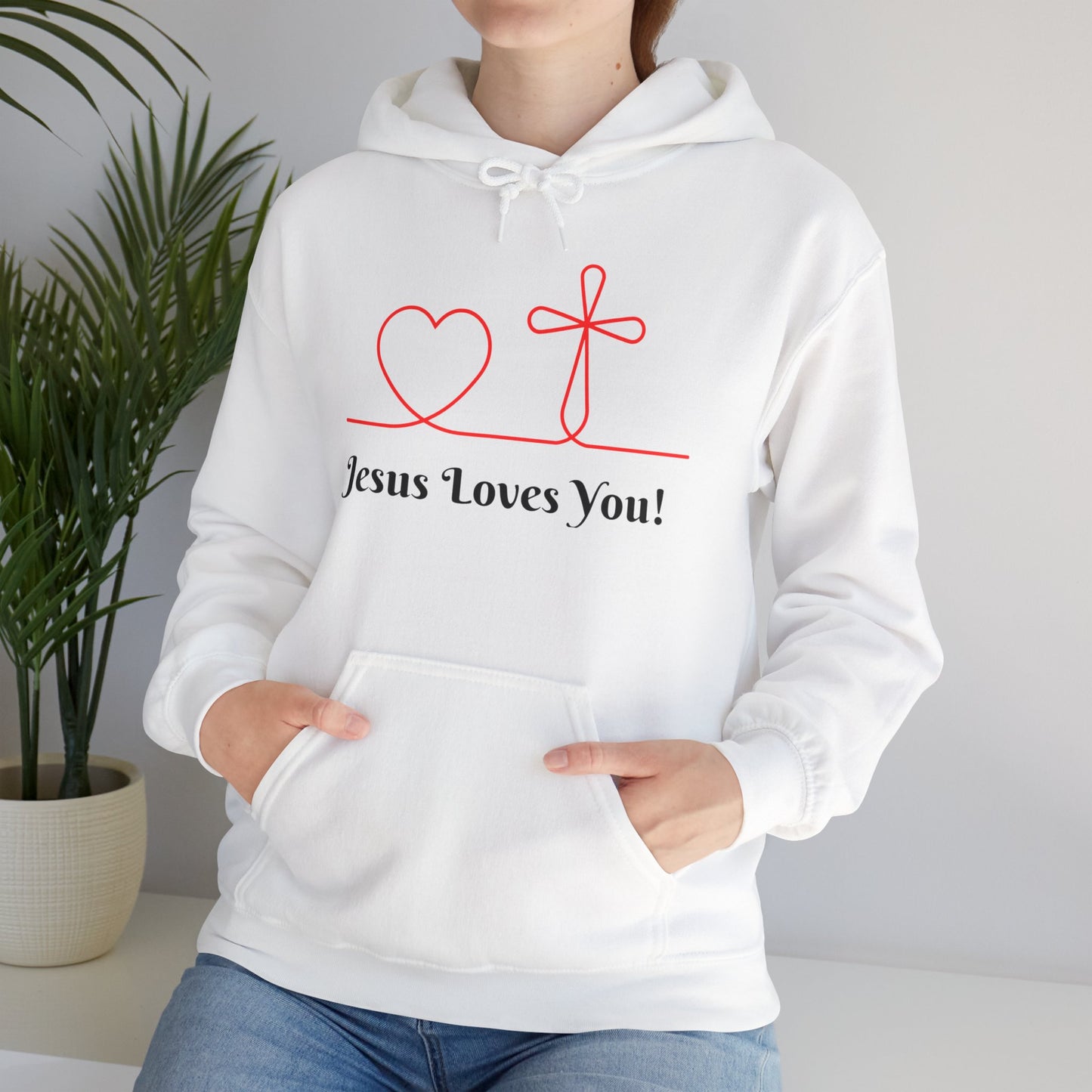Jesus Loves You! Unisex Heavy Blend Hooded Sweatshirt – Faith-Inspired Comfort
