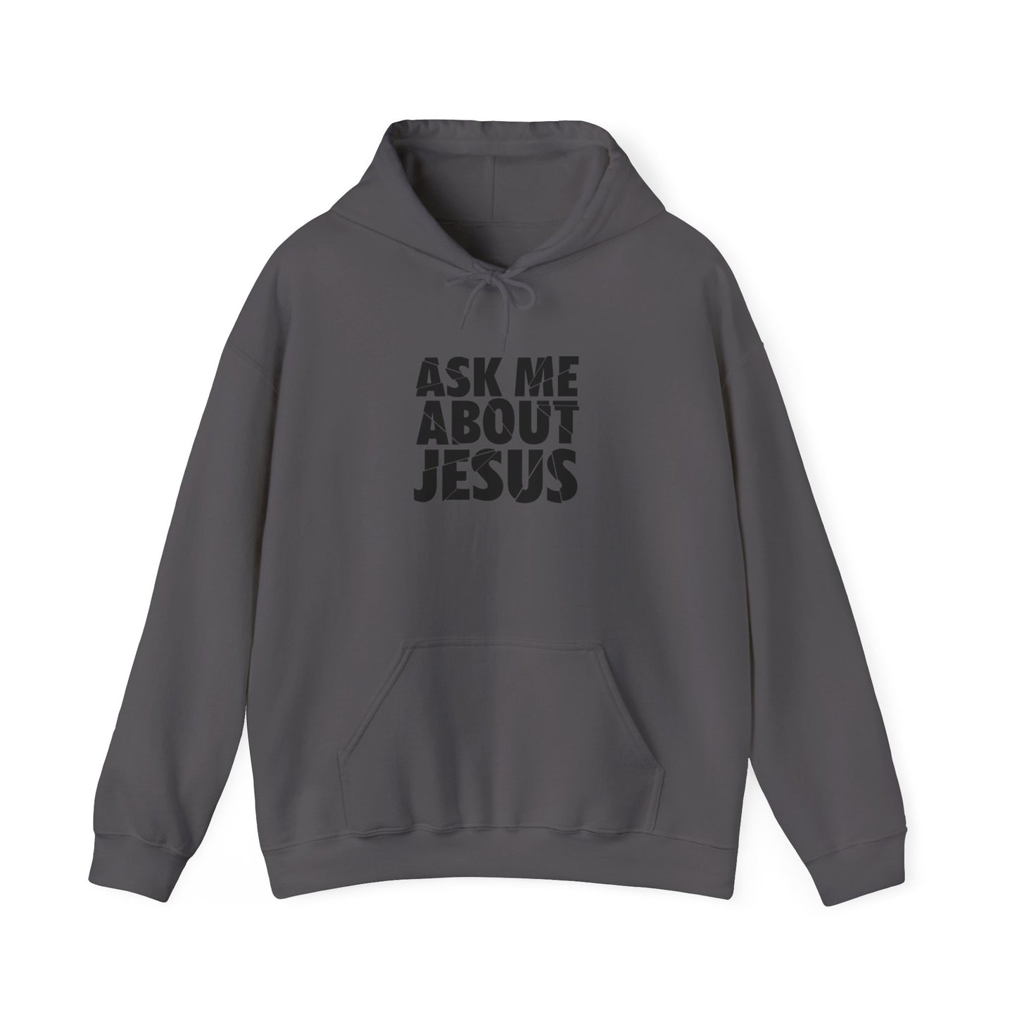 Men Hoodie - 'Ask Me About Jesus' Heavy Blend Sweatshirt for Faith Enthusiasts