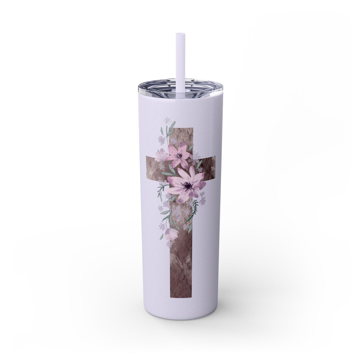Faith & Floral Skinny Tumbler 20oz with Straw