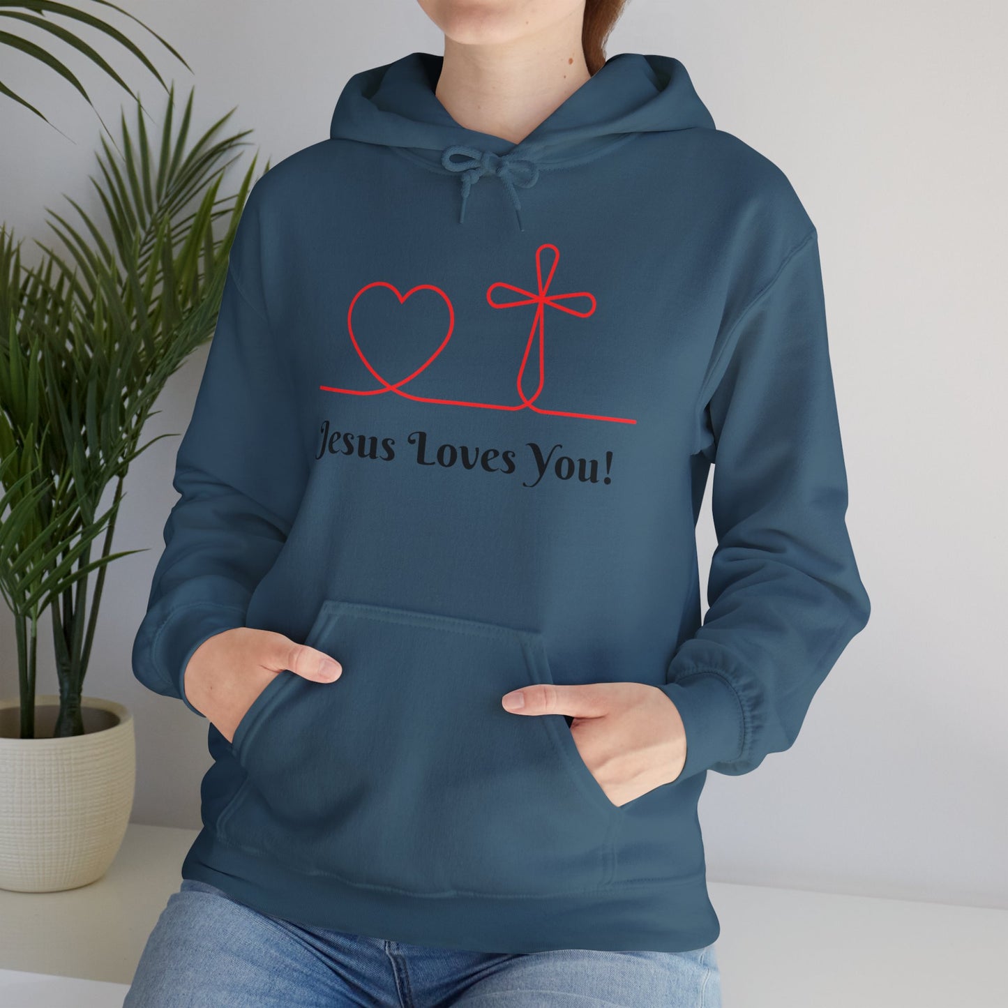 Jesus Loves You! Unisex Heavy Blend Hooded Sweatshirt – Faith-Inspired Comfort