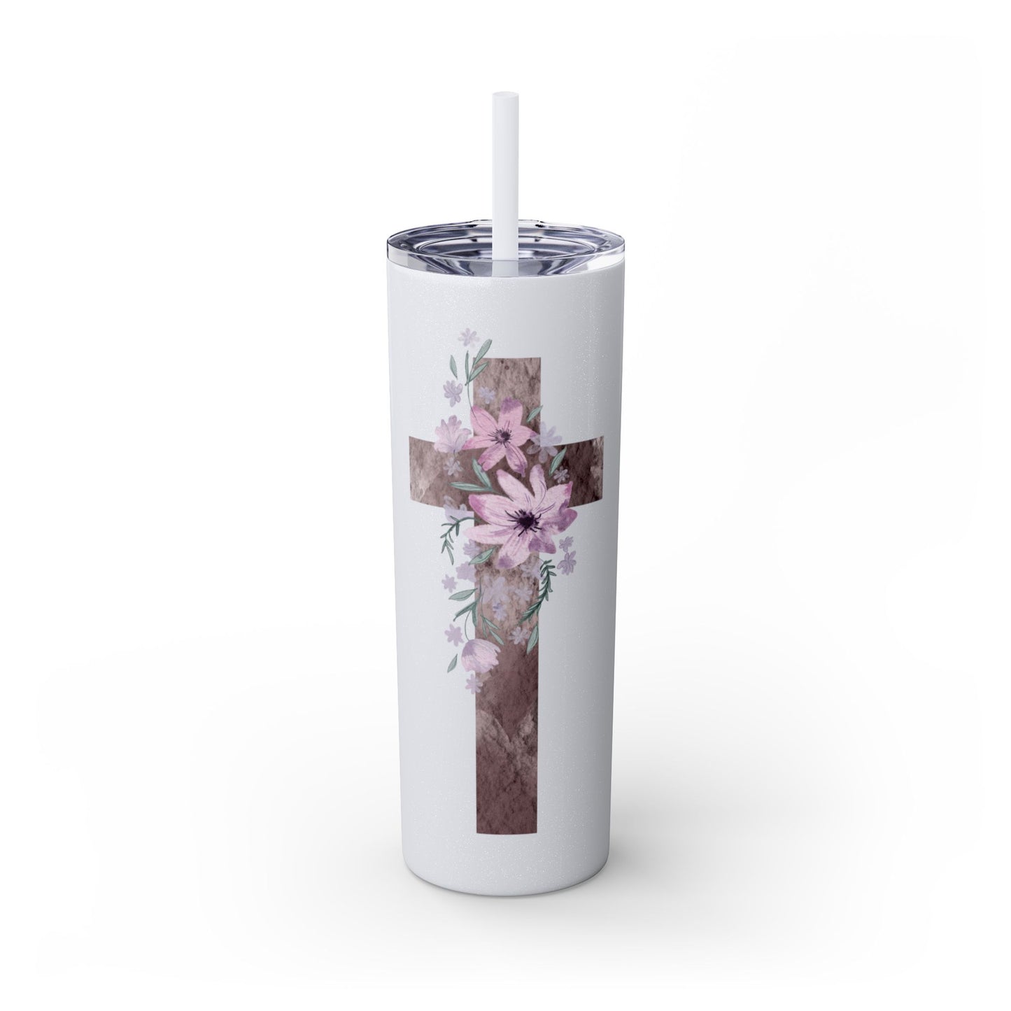 Faith & Floral Skinny Tumbler 20oz with Straw