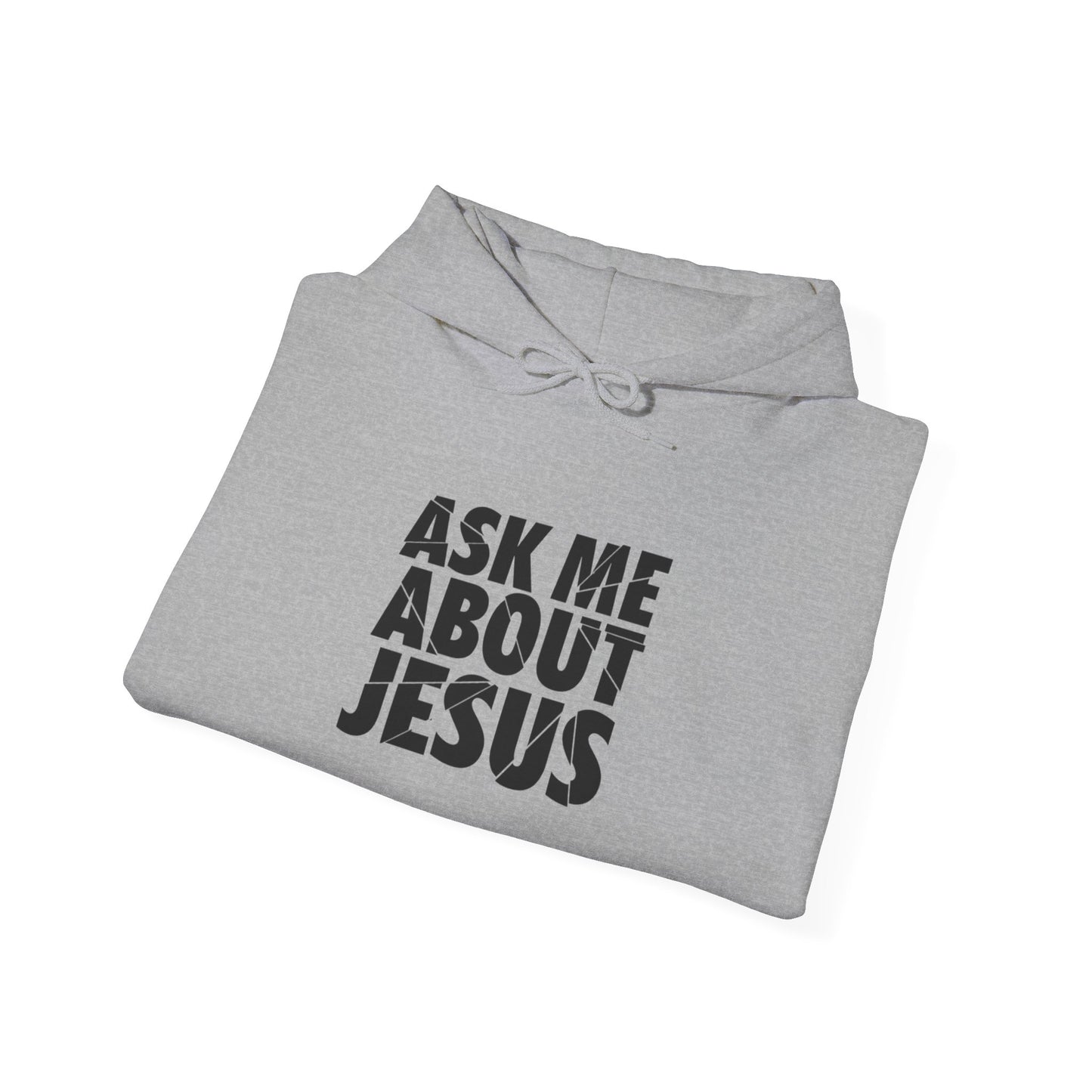 Men Hoodie - 'Ask Me About Jesus' Heavy Blend Sweatshirt for Faith Enthusiasts