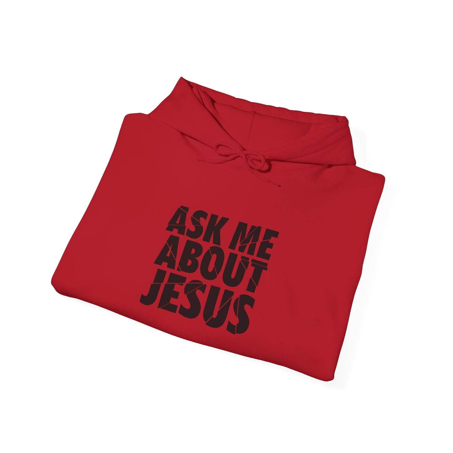 Men Hoodie - 'Ask Me About Jesus' Heavy Blend Sweatshirt for Faith Enthusiasts
