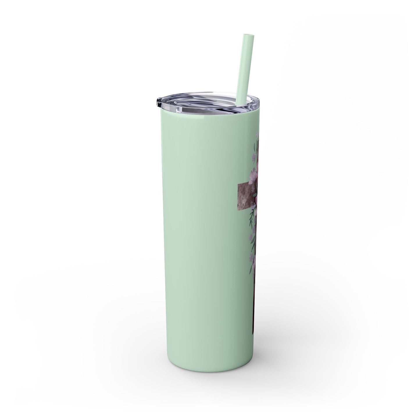 Faith & Floral Skinny Tumbler 20oz with Straw
