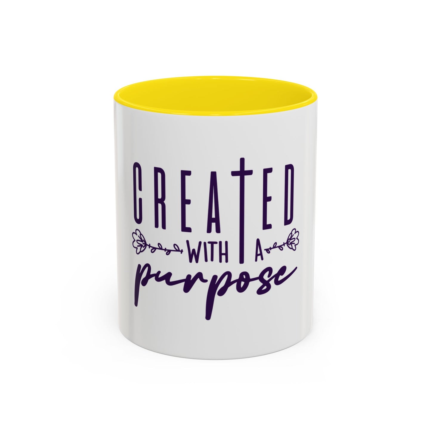 Inspirational Accent Coffee Mug - "Created with a Purpose" - 11oz & 15oz Options