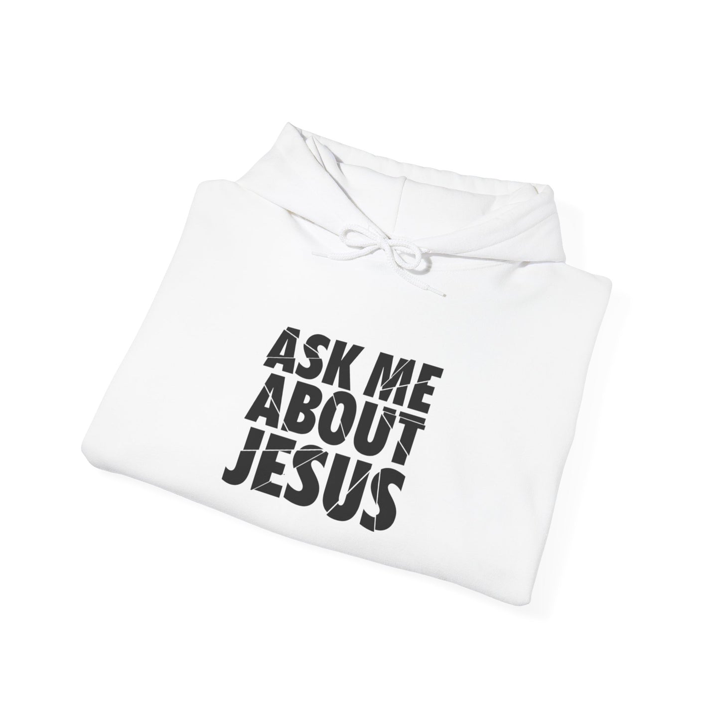 Men Hoodie - 'Ask Me About Jesus' Heavy Blend Sweatshirt for Faith Enthusiasts