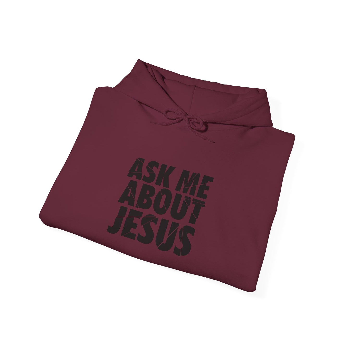 Men Hoodie - 'Ask Me About Jesus' Heavy Blend Sweatshirt for Faith Enthusiasts