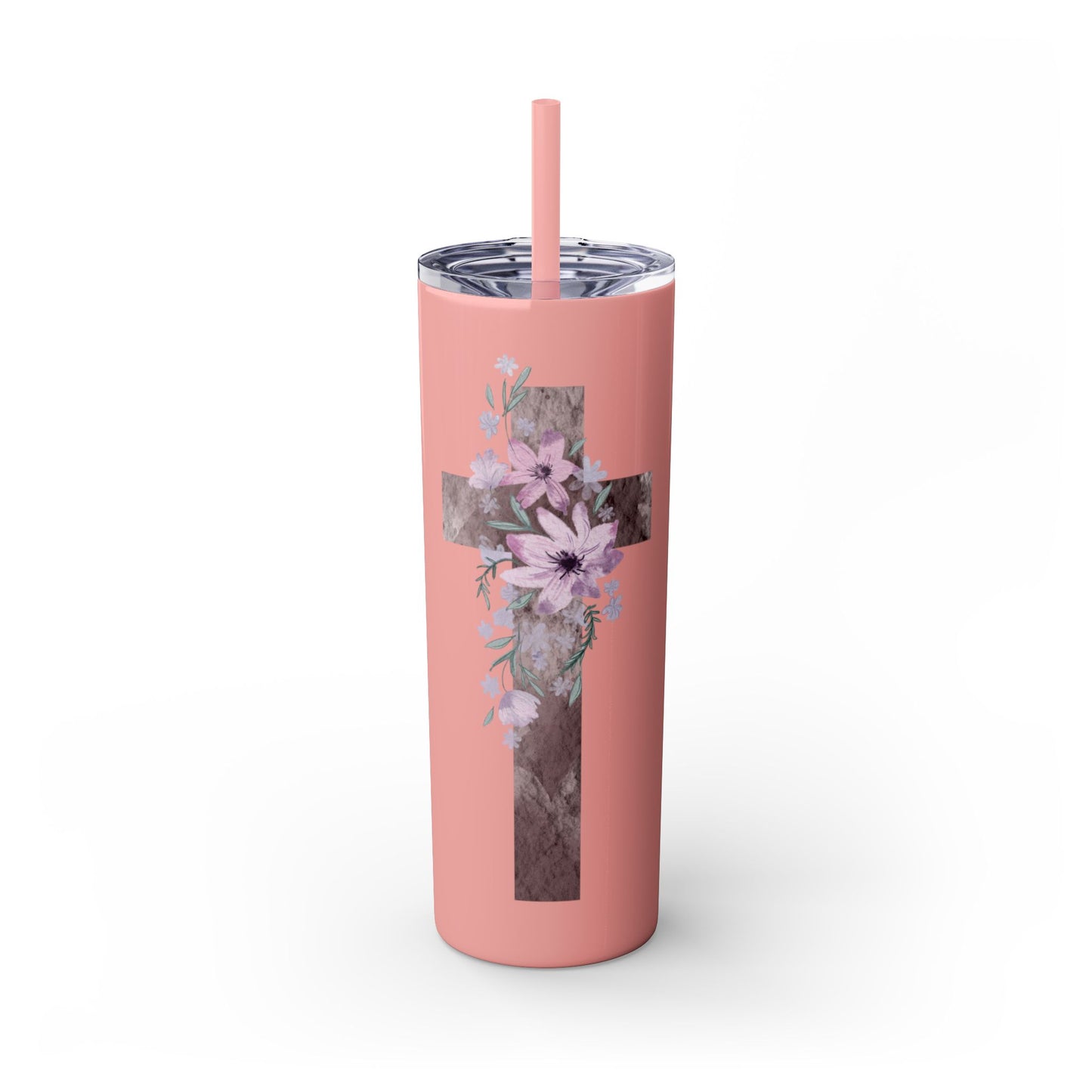 Faith & Floral Skinny Tumbler 20oz with Straw