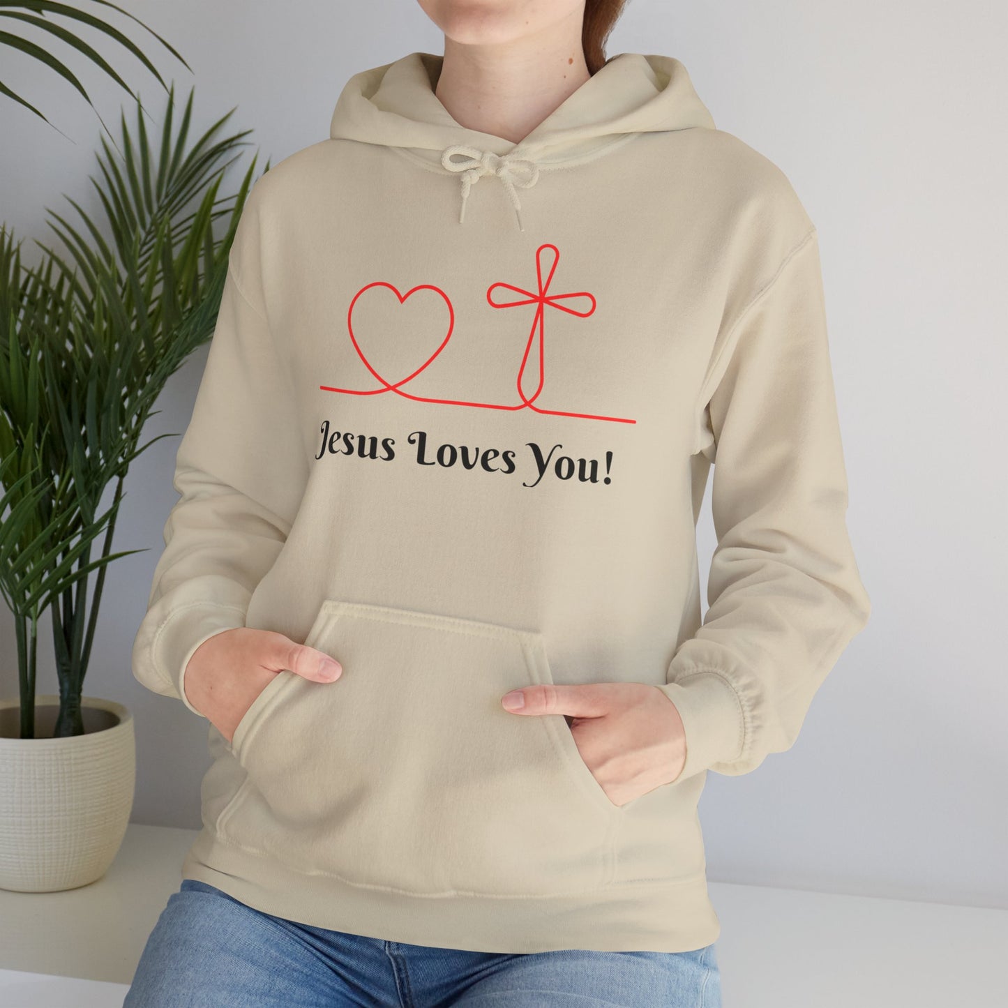 Jesus Loves You! Unisex Heavy Blend Hooded Sweatshirt – Faith-Inspired Comfort