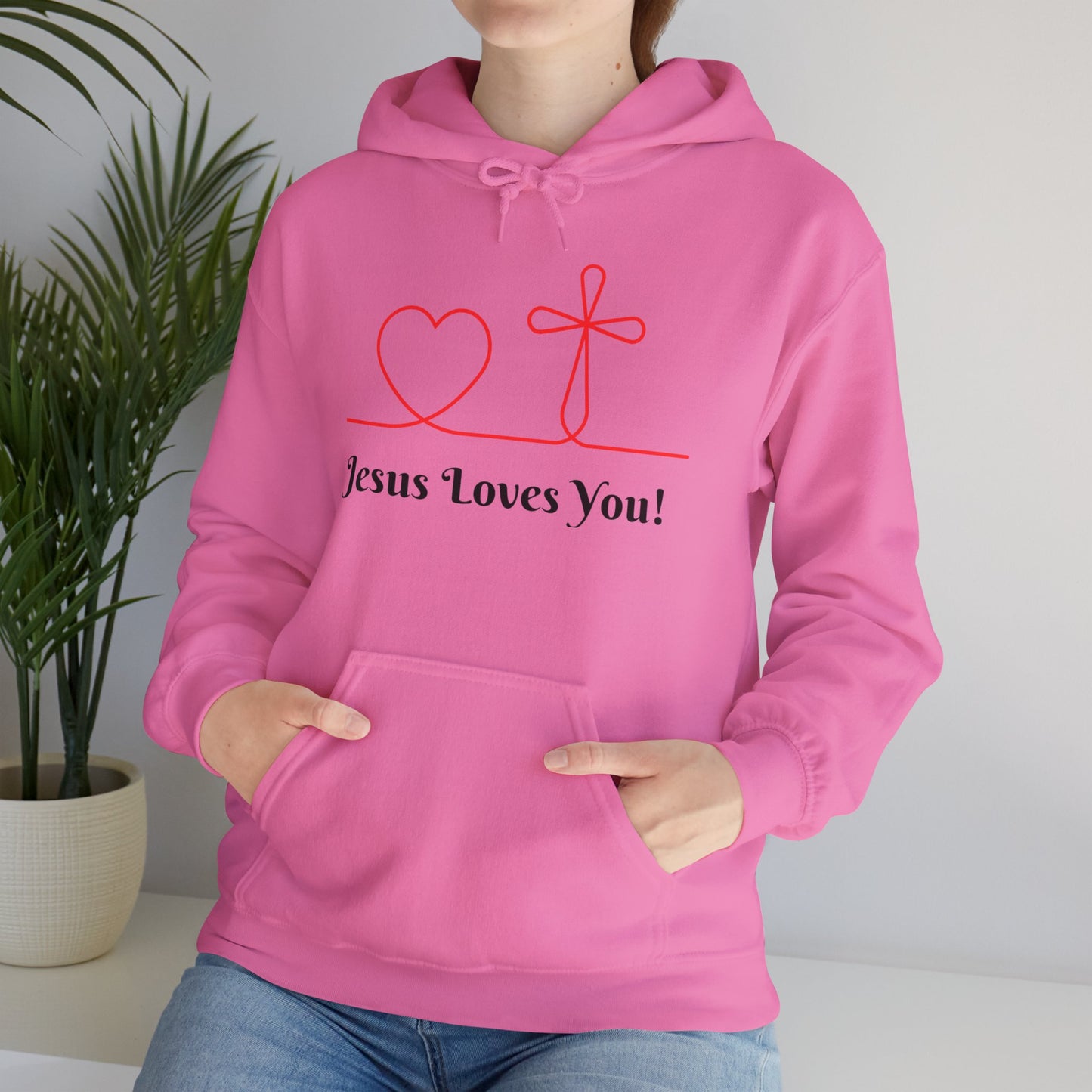 Jesus Loves You! Unisex Heavy Blend Hooded Sweatshirt – Faith-Inspired Comfort