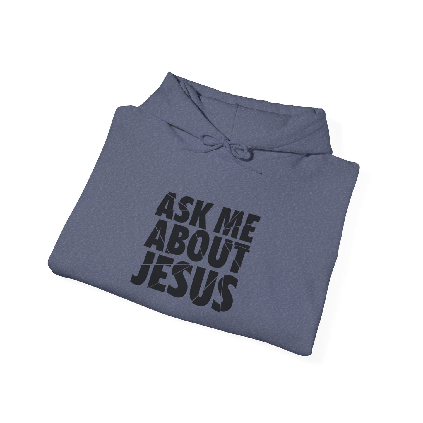 Men Hoodie - 'Ask Me About Jesus' Heavy Blend Sweatshirt for Faith Enthusiasts