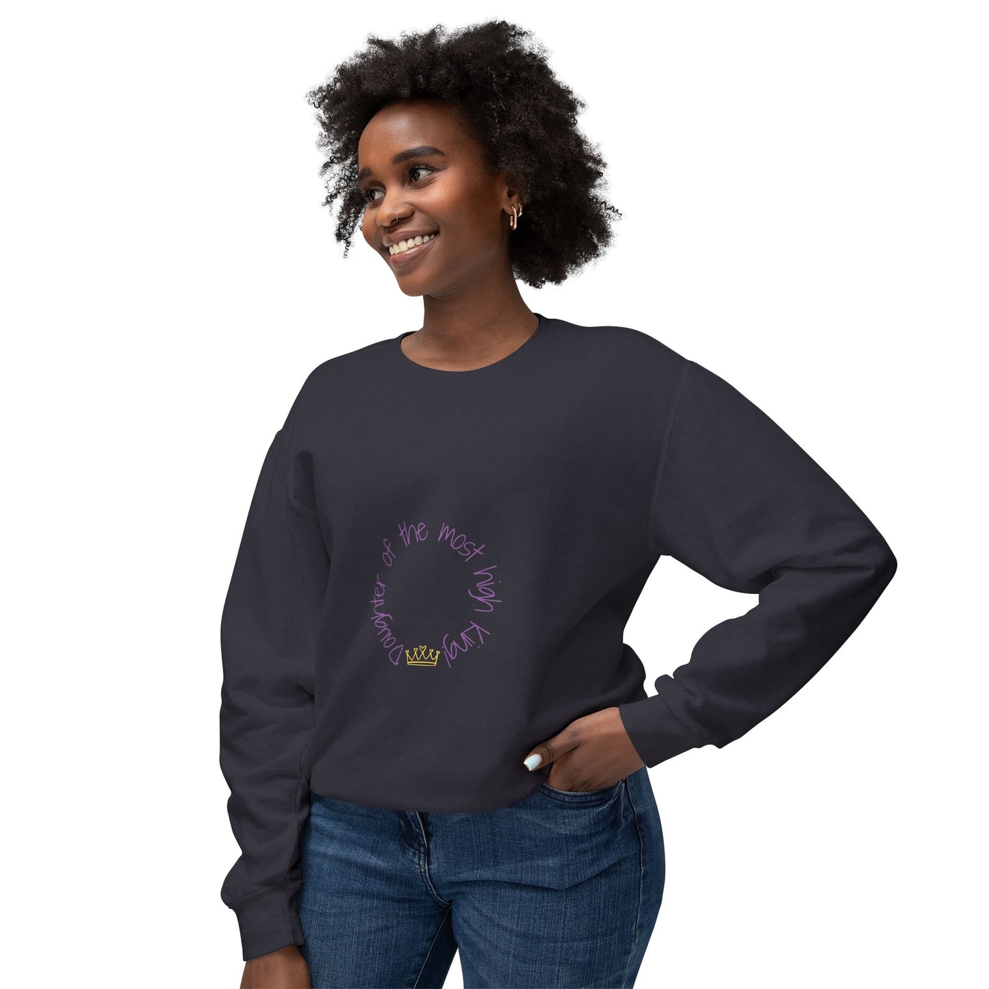 Unisex Lightweight Crewneck Sweatshirt - 'Daughter of the Most High King' Inspirational Design