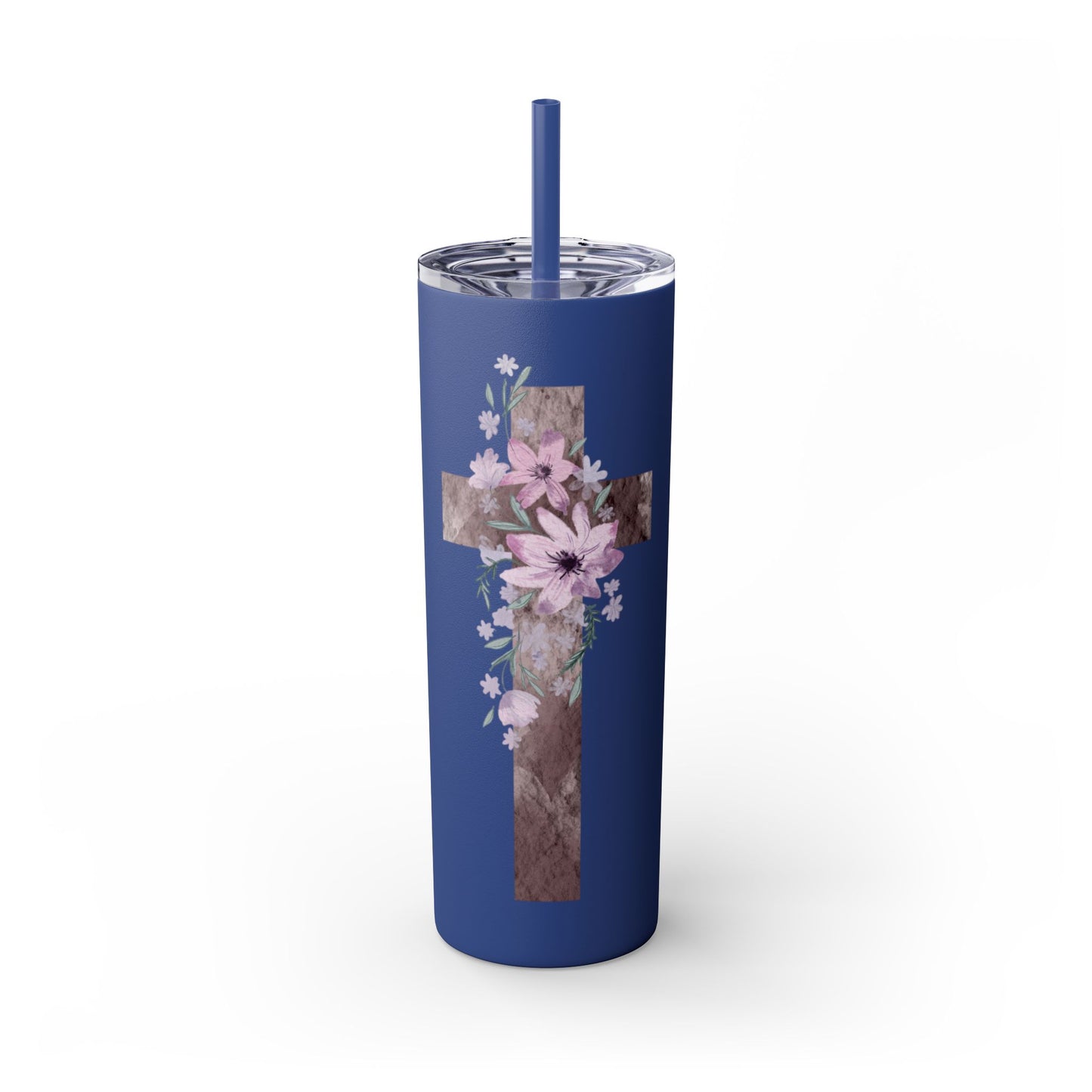 Faith & Floral Skinny Tumbler 20oz with Straw