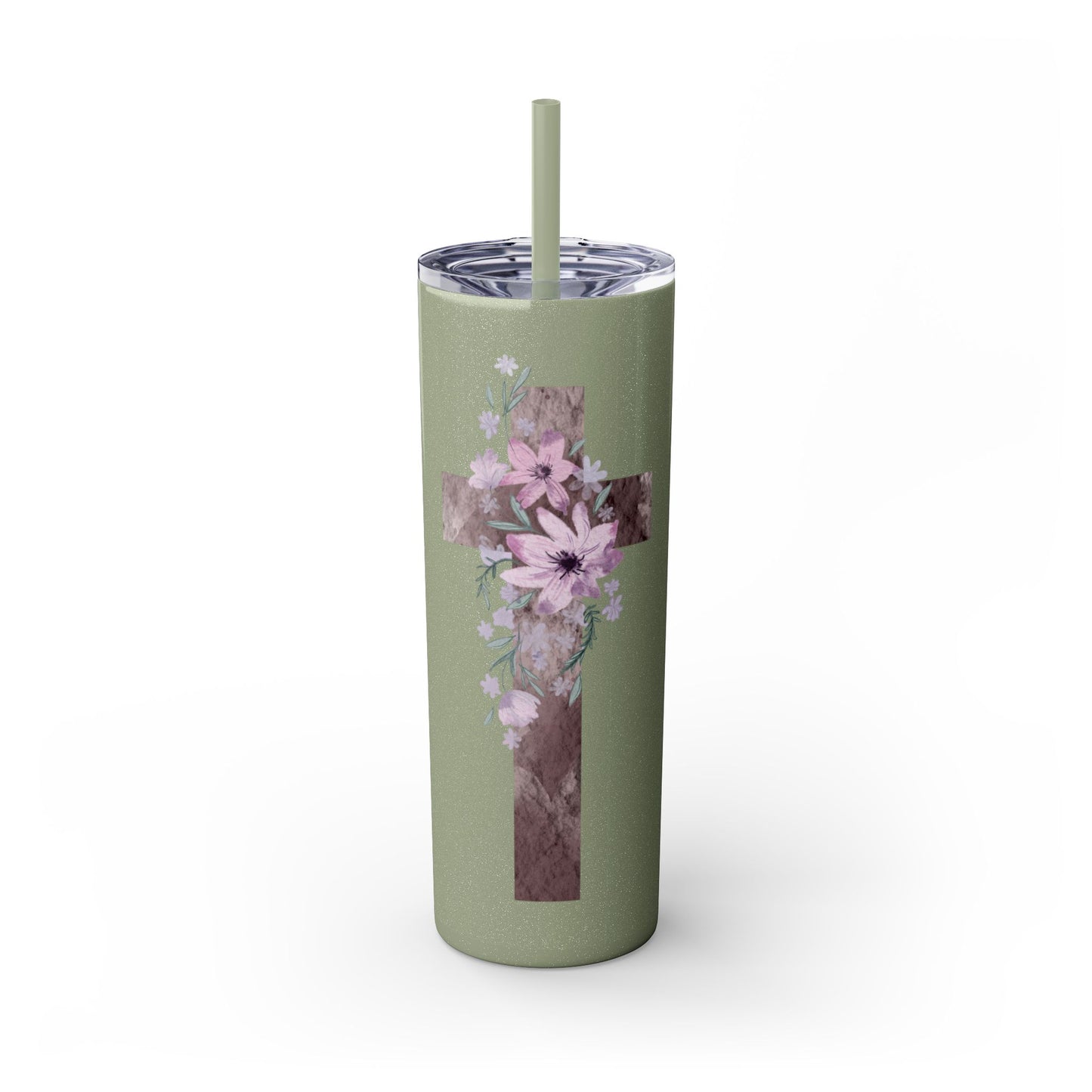 Faith & Floral Skinny Tumbler 20oz with Straw