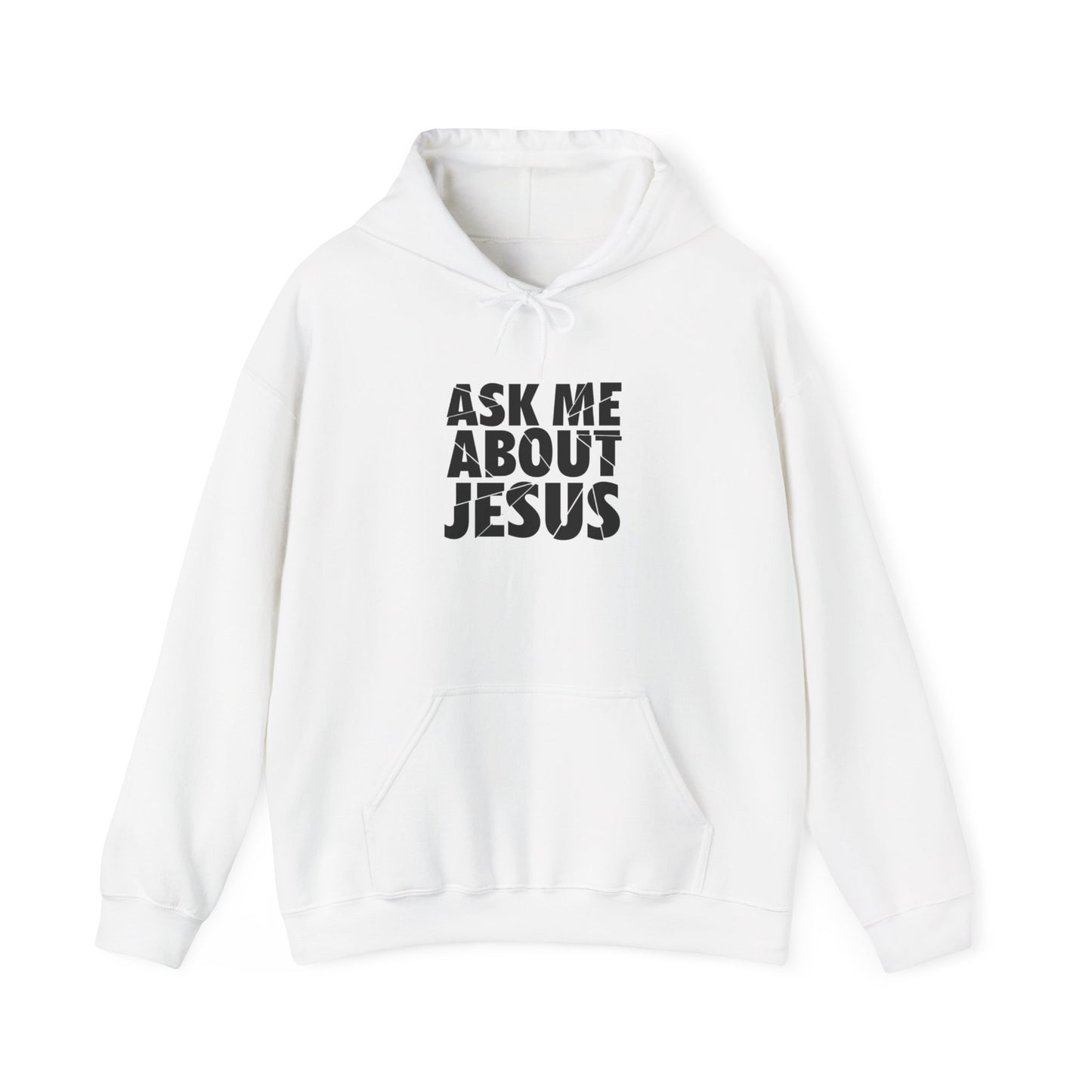 Men Hoodie - 'Ask Me About Jesus' Heavy Blend Sweatshirt for Faith Enthusiasts