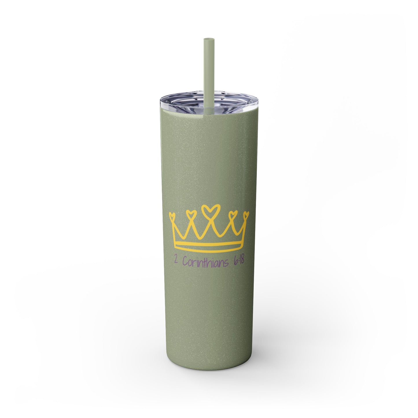 Inspirational Skinny Tumbler with Straw - 20oz, Corinthians Design
