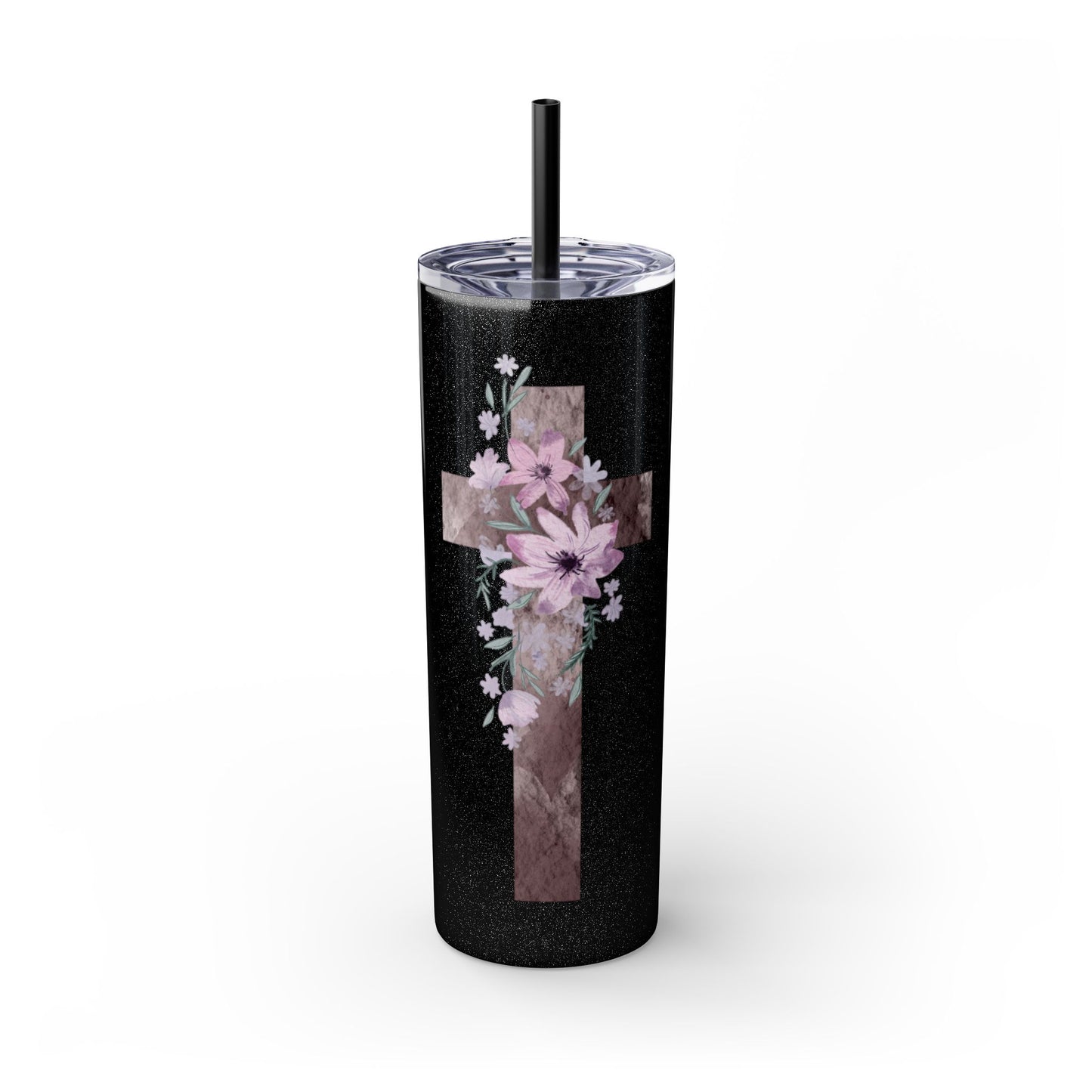 Faith & Floral Skinny Tumbler 20oz with Straw