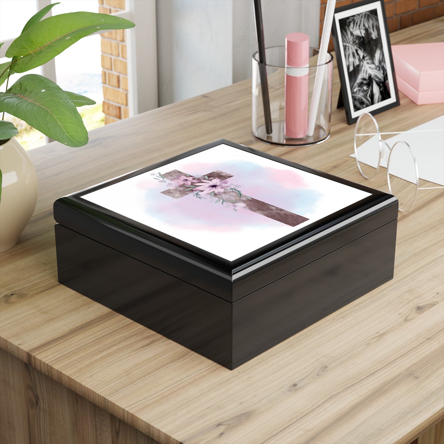 Floral Cross Jewelry Box - Elegant Storage for Faith-Inspired Gifts