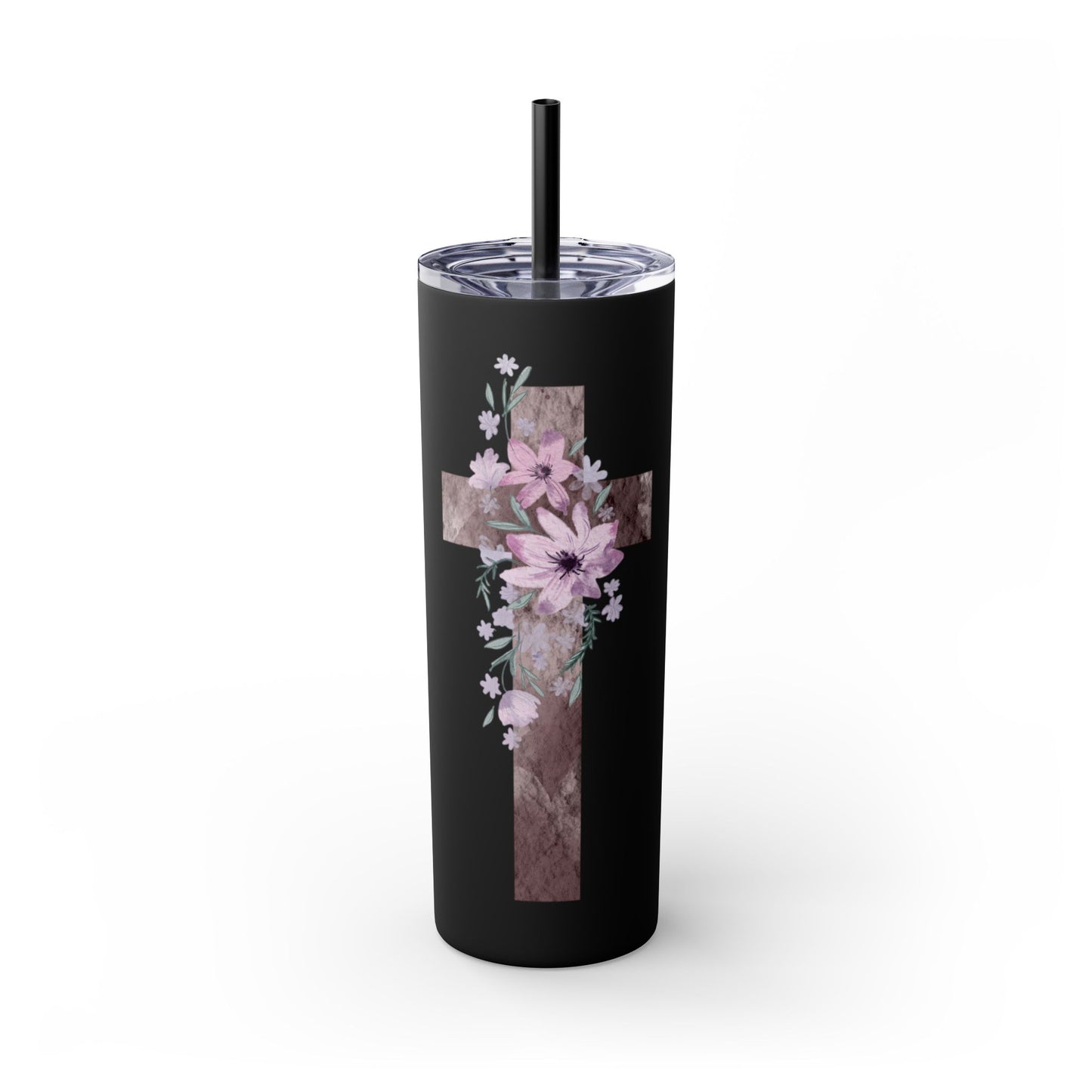 Faith & Floral Skinny Tumbler 20oz with Straw
