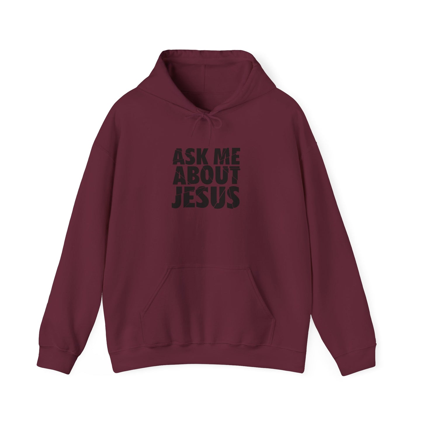 Men Hoodie - 'Ask Me About Jesus' Heavy Blend Sweatshirt for Faith Enthusiasts