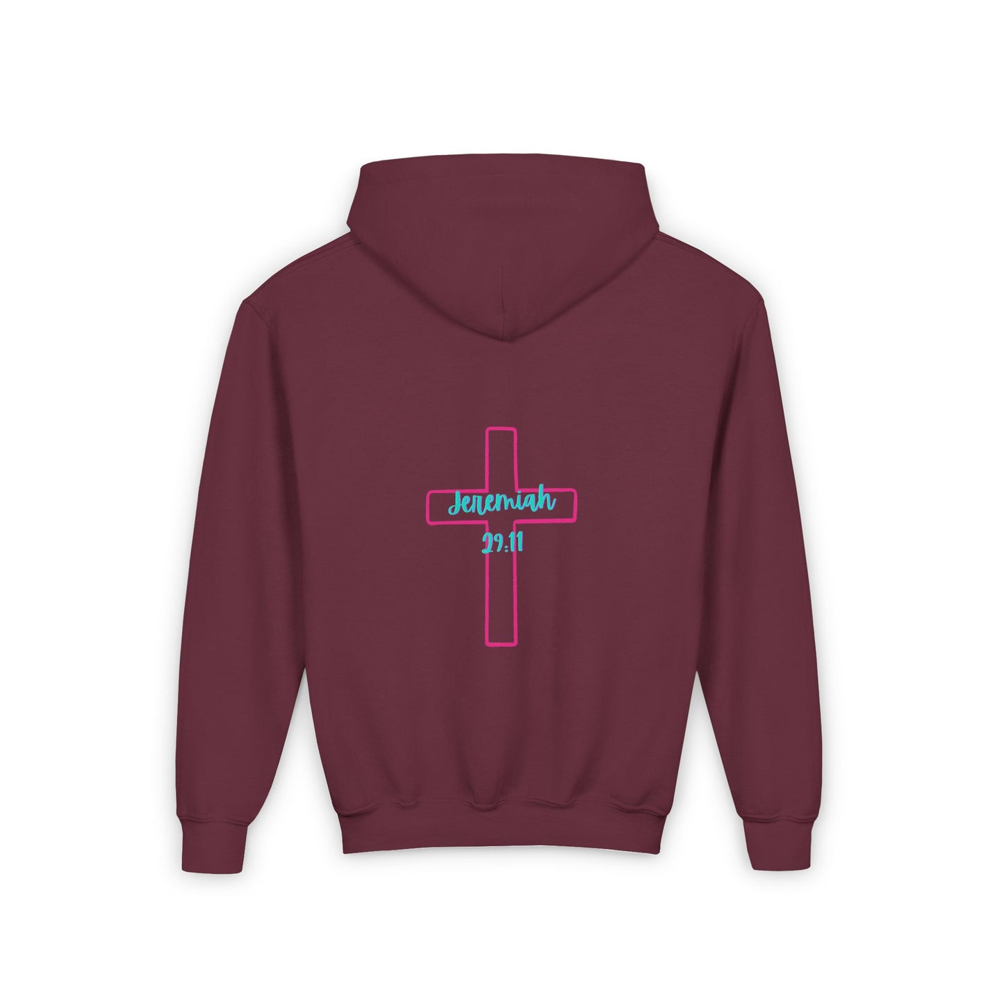 Youth Hooded Sweatshirt - 'His Will, His Way, My Faith' Valentina's Design