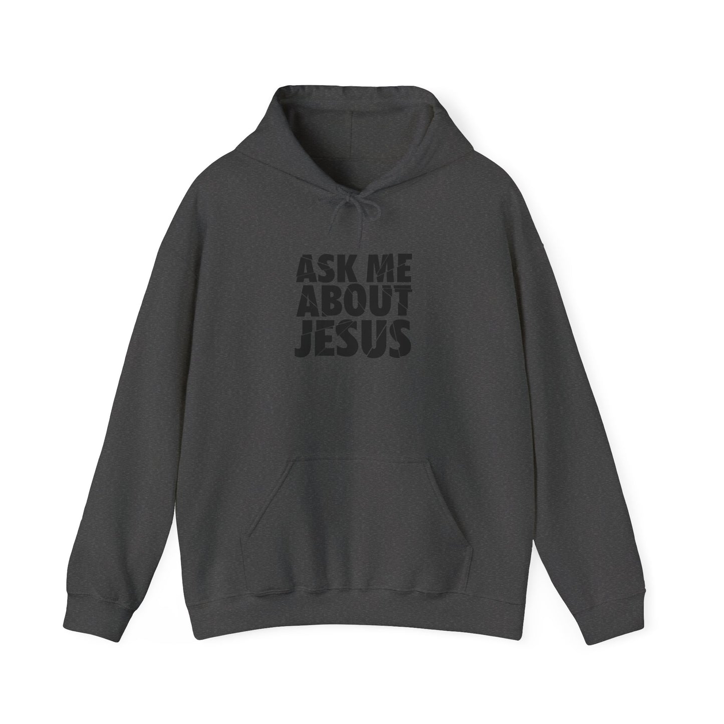 Men Hoodie - 'Ask Me About Jesus' Heavy Blend Sweatshirt for Faith Enthusiasts