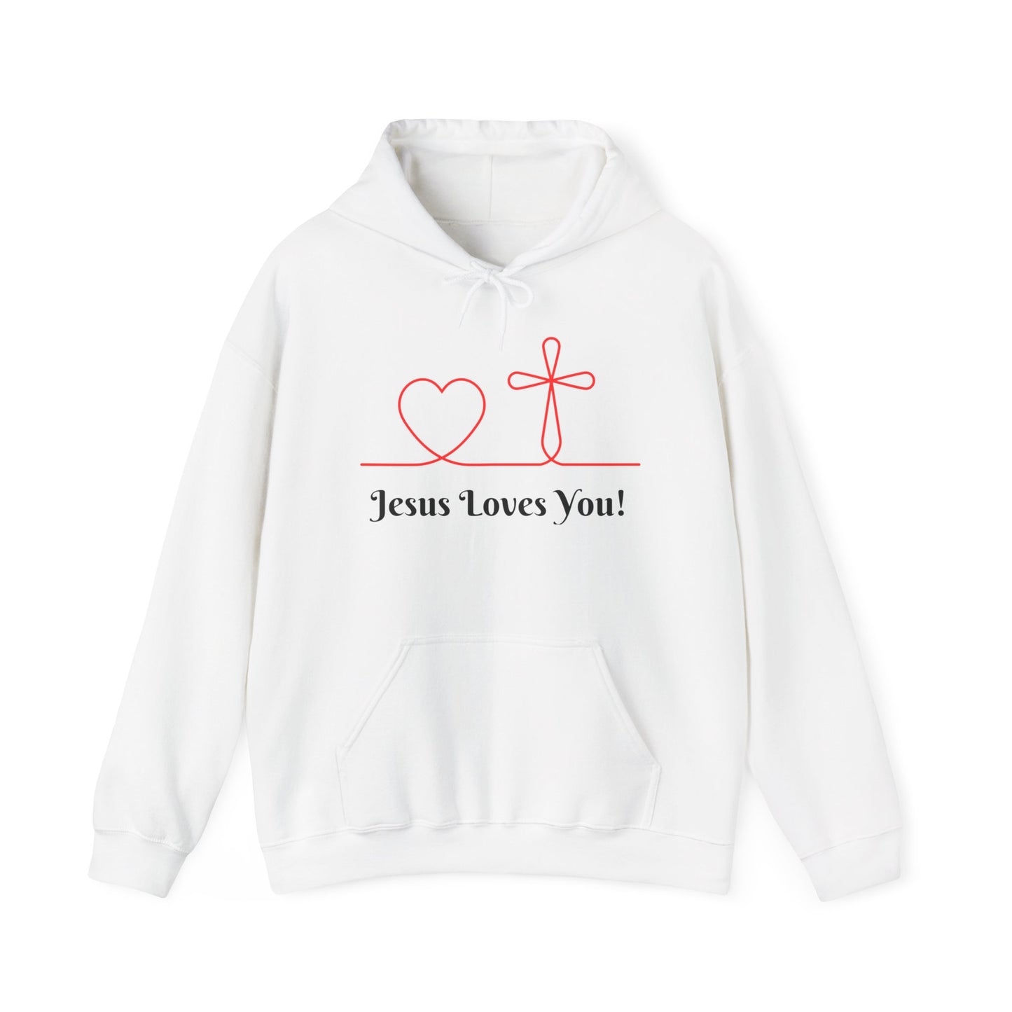 Jesus Loves You! Unisex Heavy Blend Hooded Sweatshirt – Faith-Inspired Comfort