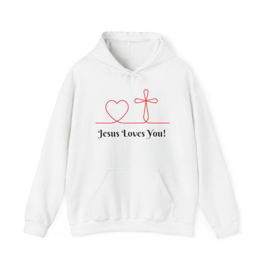 Jesus Loves You! Unisex Heavy Blend Hooded Sweatshirt – Faith-Inspired Comfort