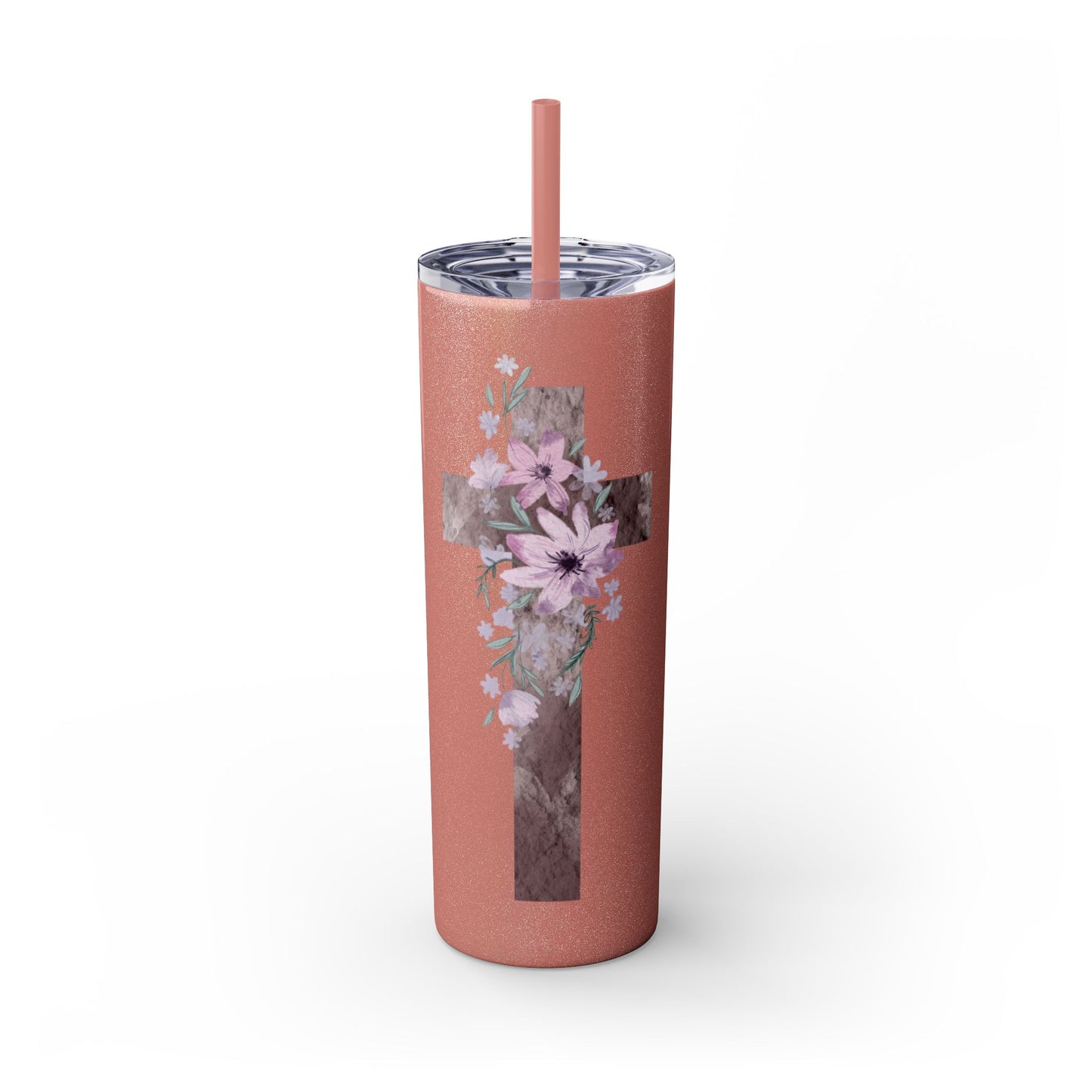 Faith & Floral Skinny Tumbler 20oz with Straw