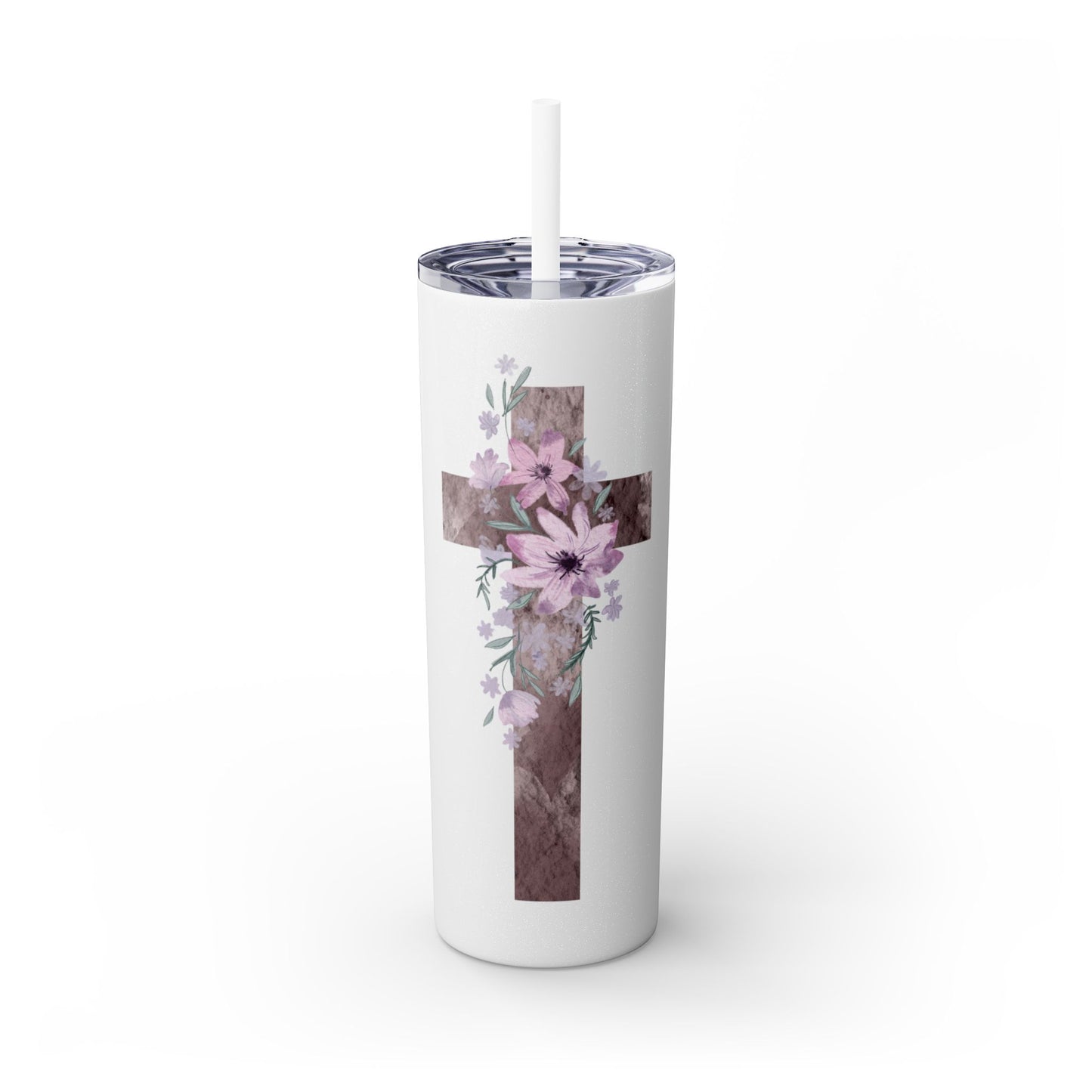 Faith & Floral Skinny Tumbler 20oz with Straw