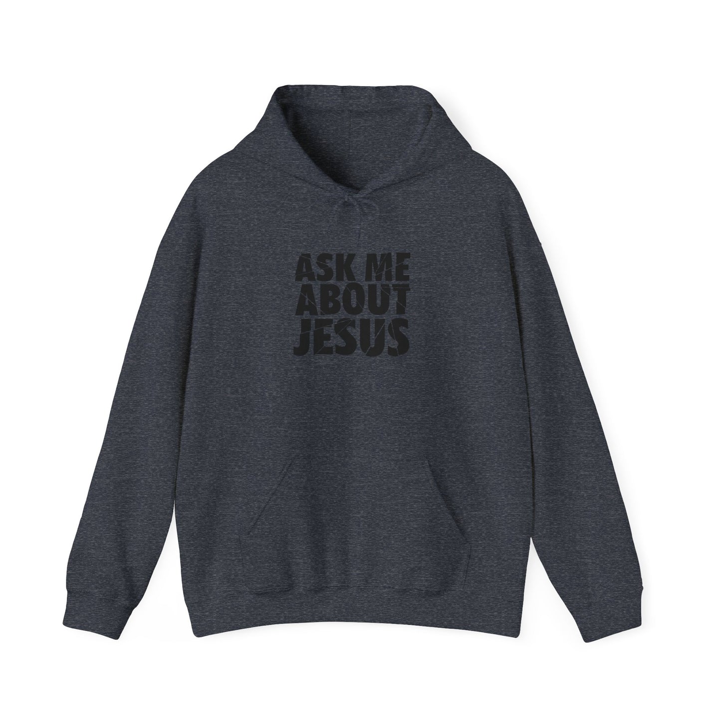 Men Hoodie - 'Ask Me About Jesus' Heavy Blend Sweatshirt for Faith Enthusiasts