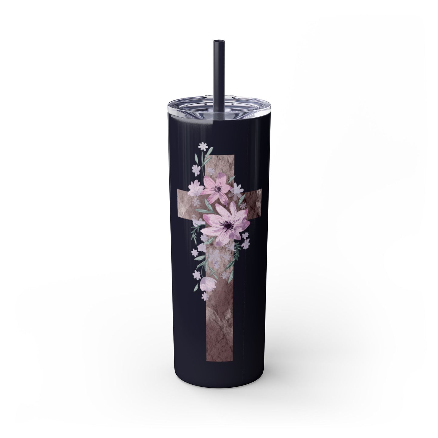 Faith & Floral Skinny Tumbler 20oz with Straw