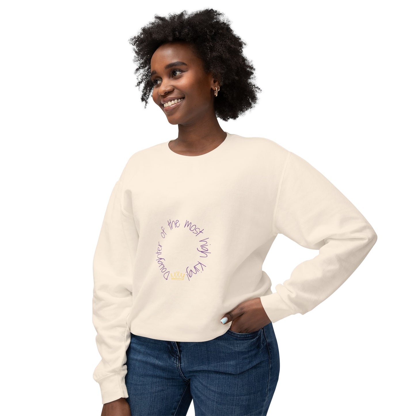 Unisex Lightweight Crewneck Sweatshirt - 'Daughter of the Most High King' Inspirational Design